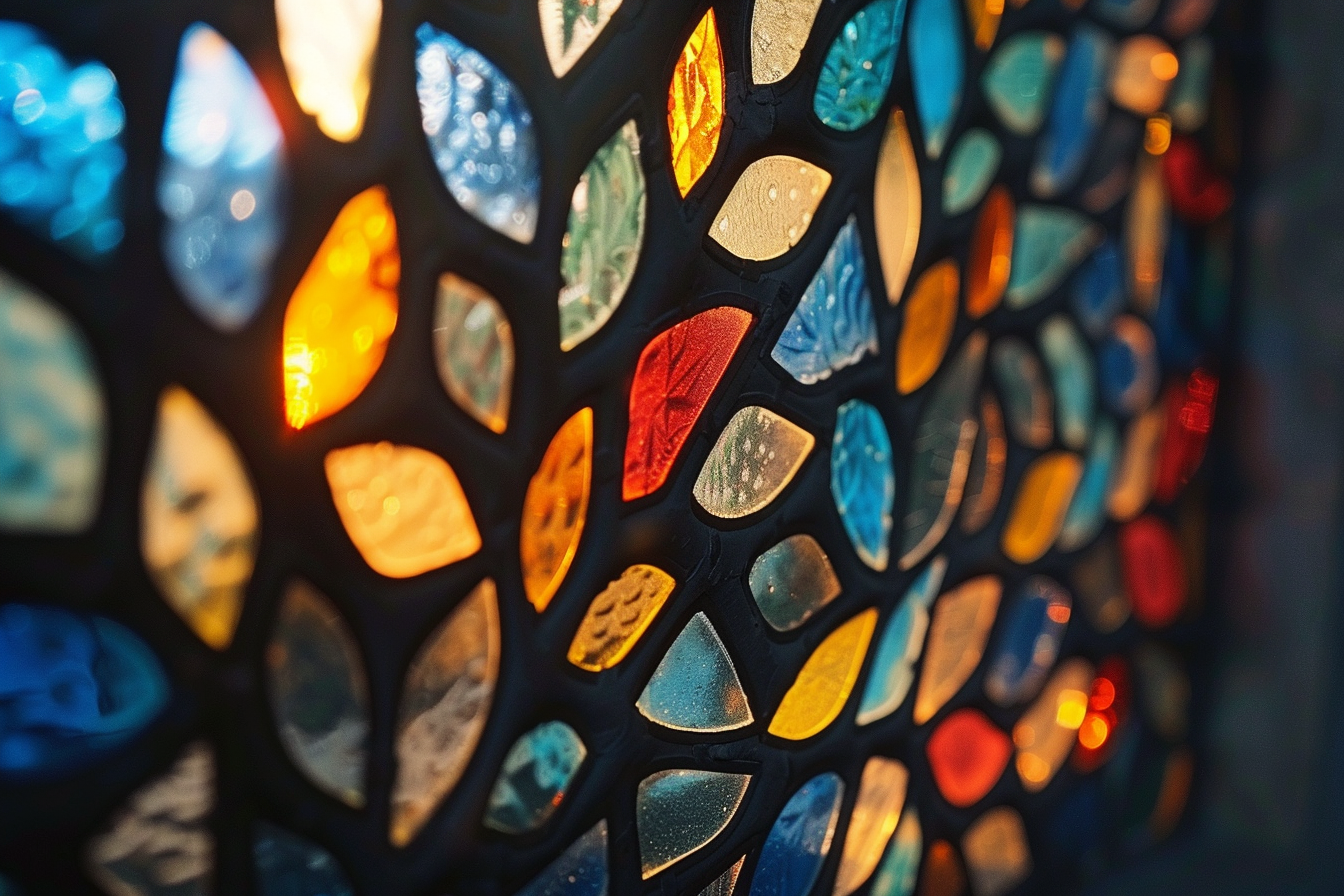 Image gratuite Plan rapproché vitraux complexes, chapelle paisible 1