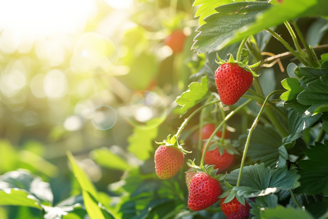 Image gratuite Plant de fraise avec fraises mûres dans jardin 1