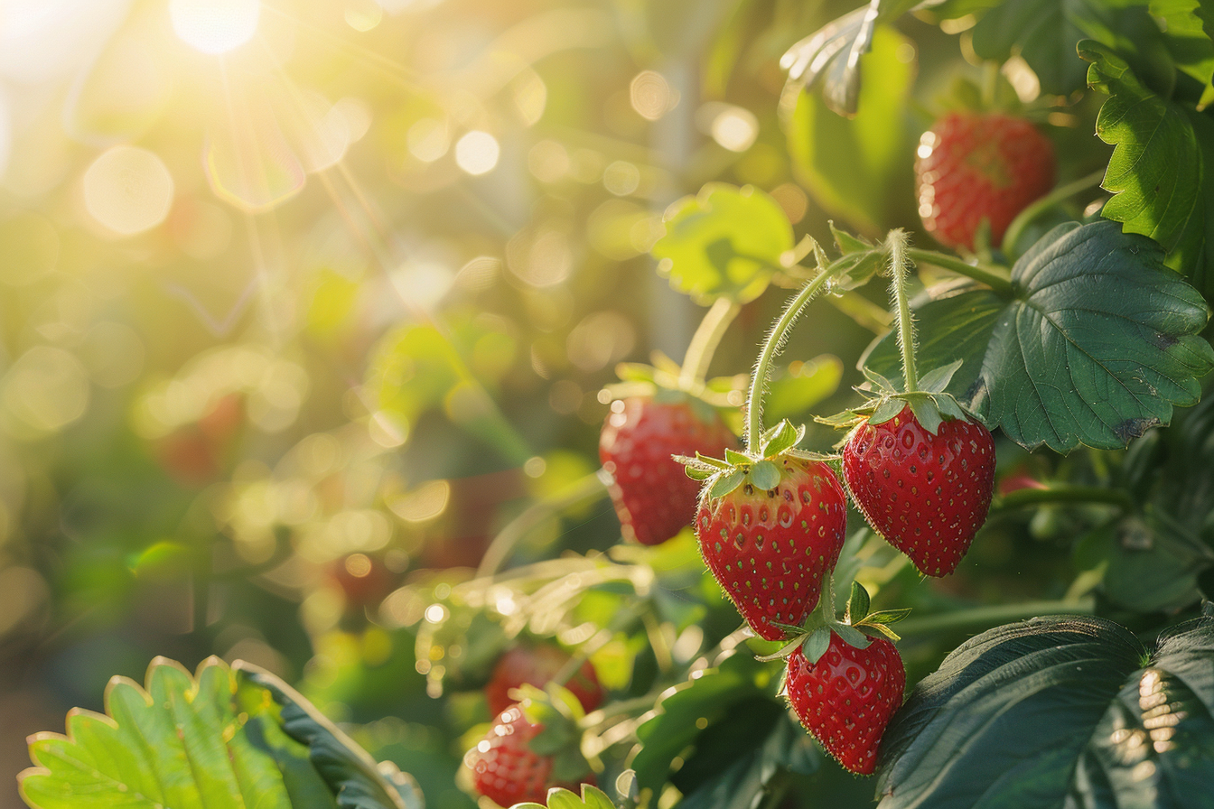 Image gratuite Plant de fraise avec fraises mûres dans jardin 2