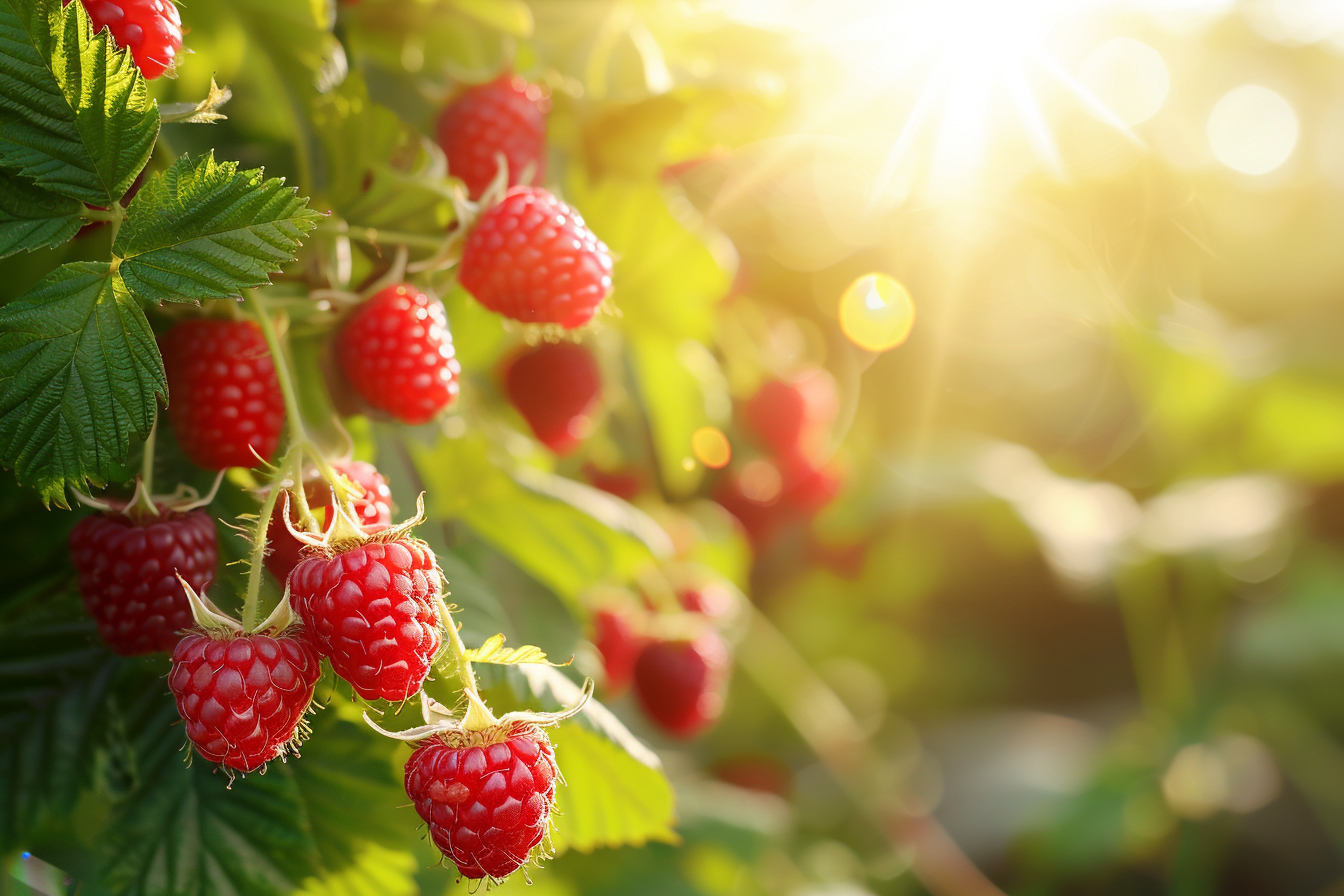 Image gratuite Plant de framboise avec framboises mûres dans jardin 2