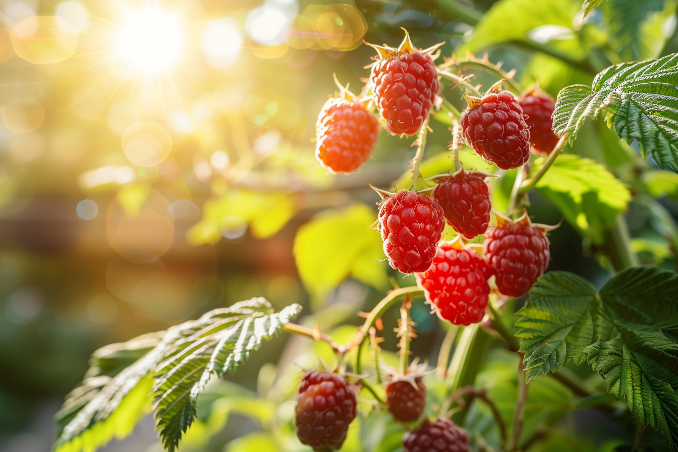 Image gratuite Plant de framboise avec framboises mûres dans jardin 3