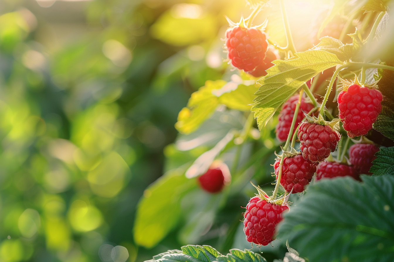 Image gratuite Plant de framboise avec framboises mûres dans jardin 4