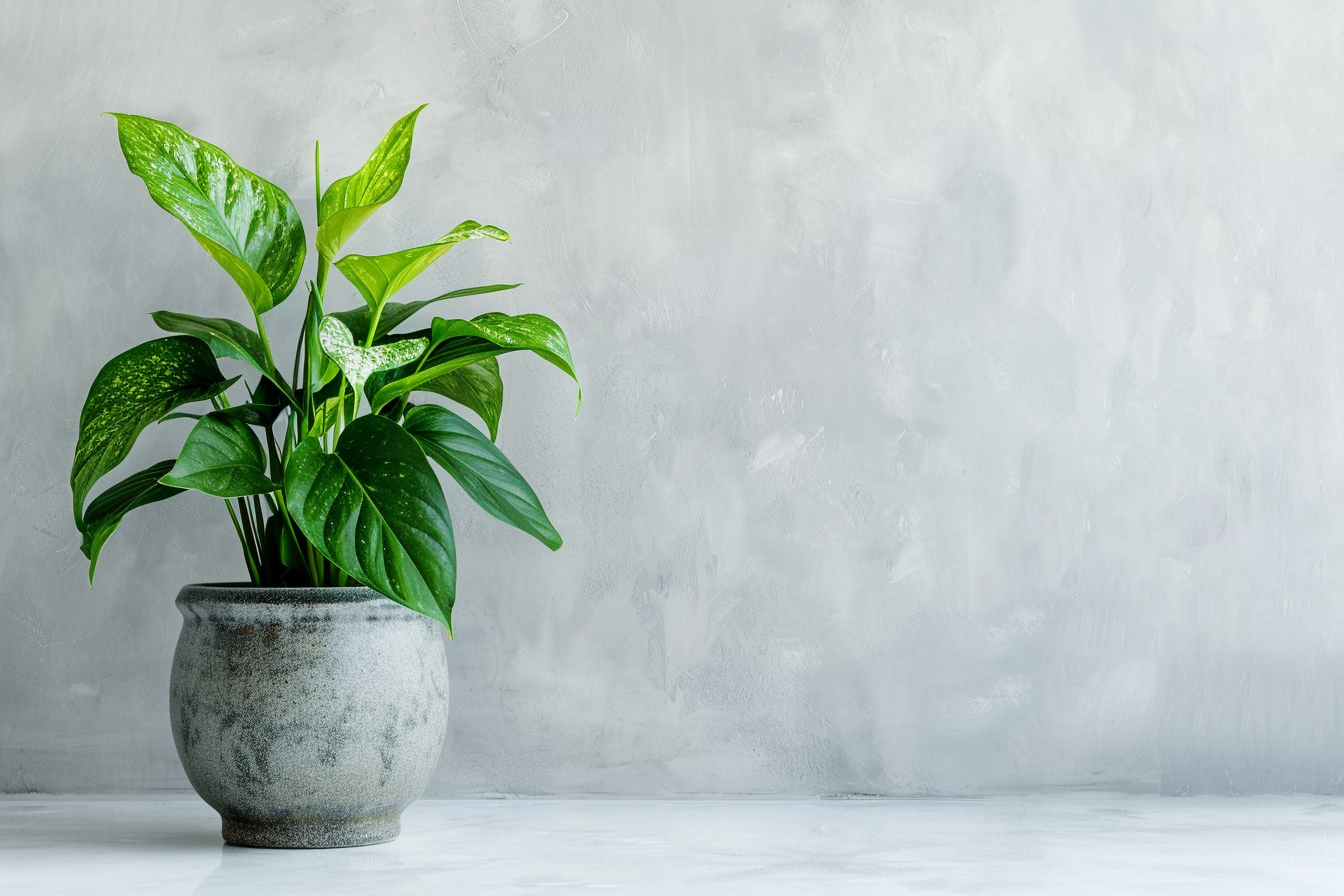 Image gratuite Plante verte en pot sur mur blanc 2