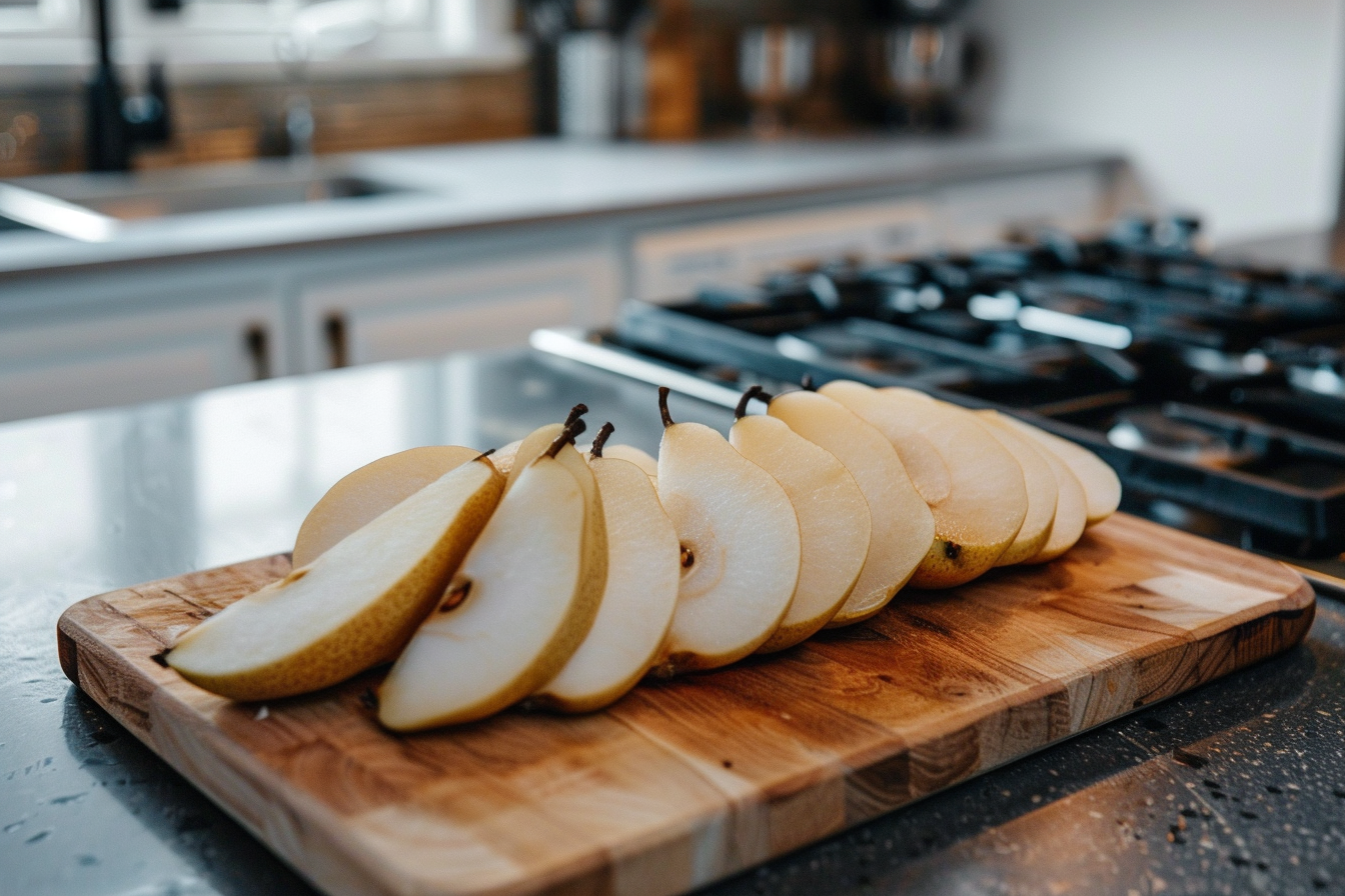 Image gratuite Poire tranchée en cuisine moderne 1