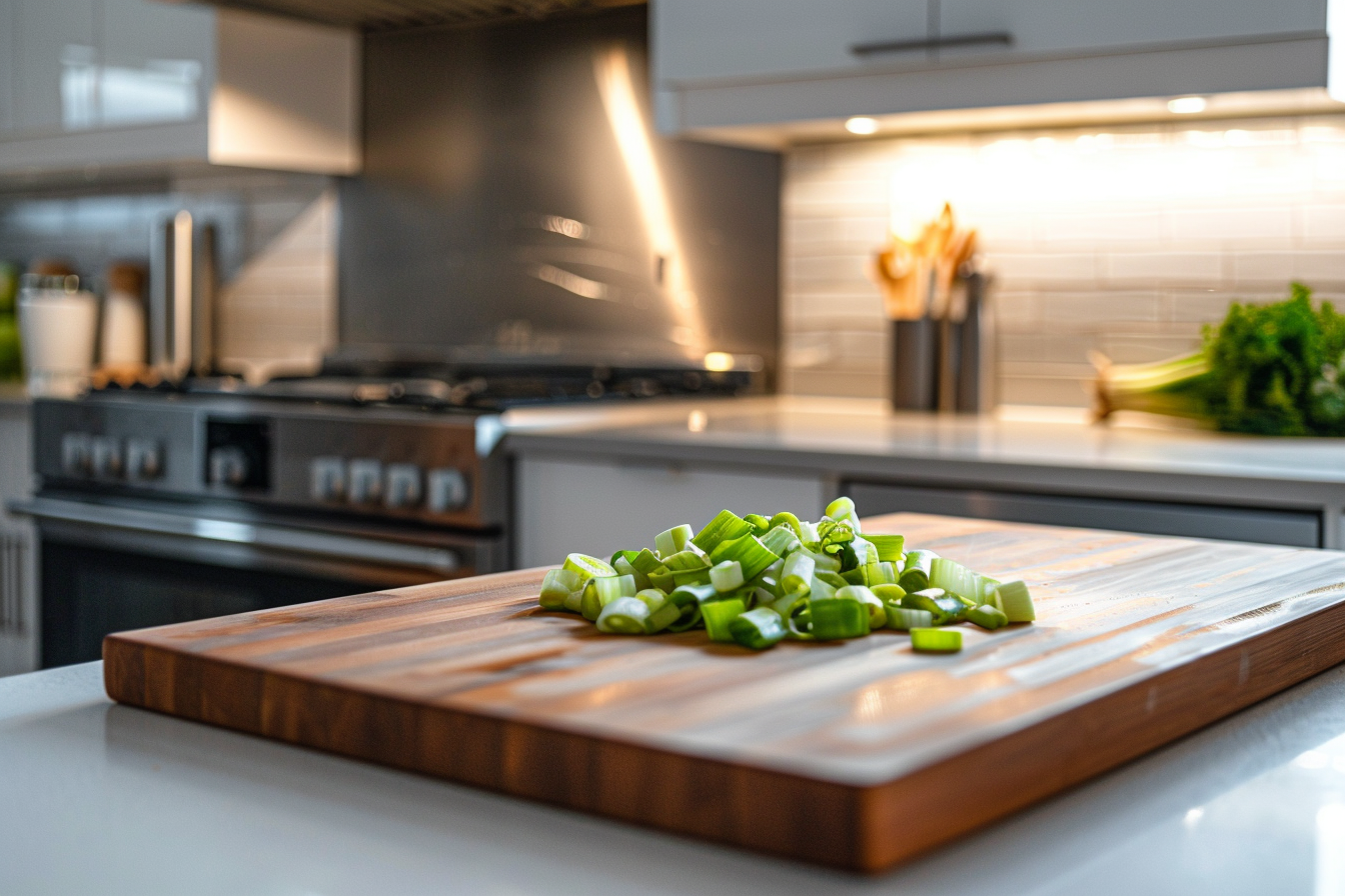 Image gratuite Poireaux coupés en cuisine moderne 1