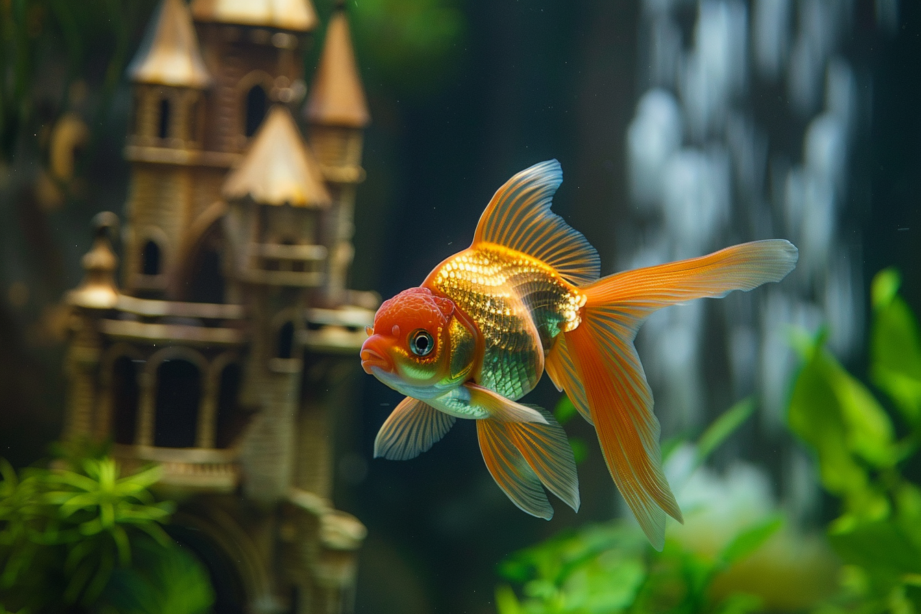 Image gratuite Poisson rouge avec décoration de château 1