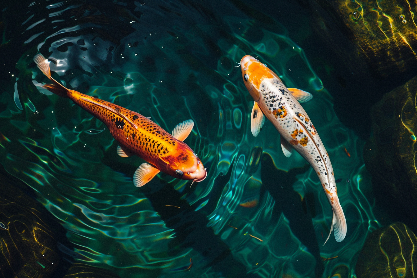 Image gratuite Poissons koi gracieuse nage 2