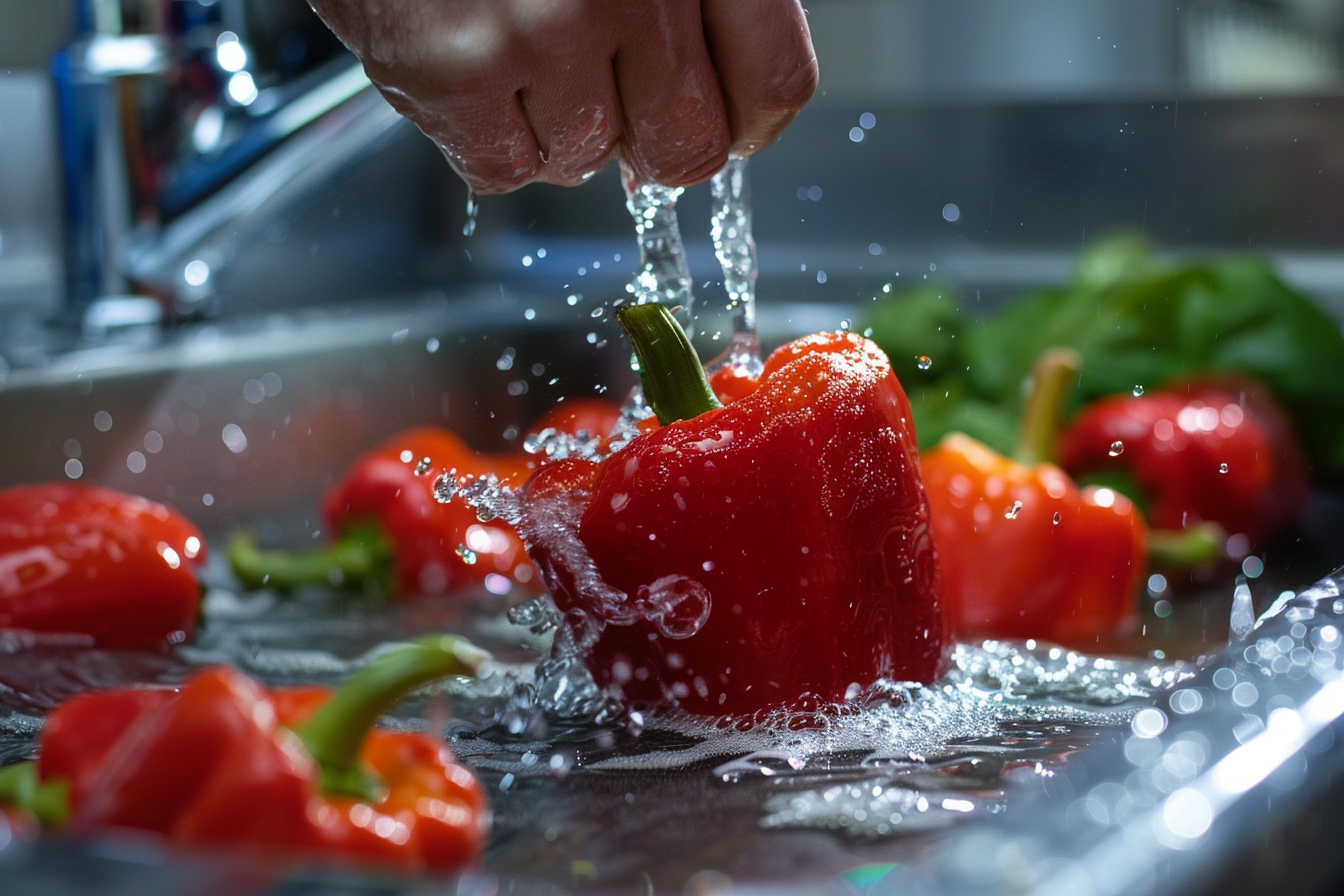 Image gratuite Poivron lavé dans évier moderne 1