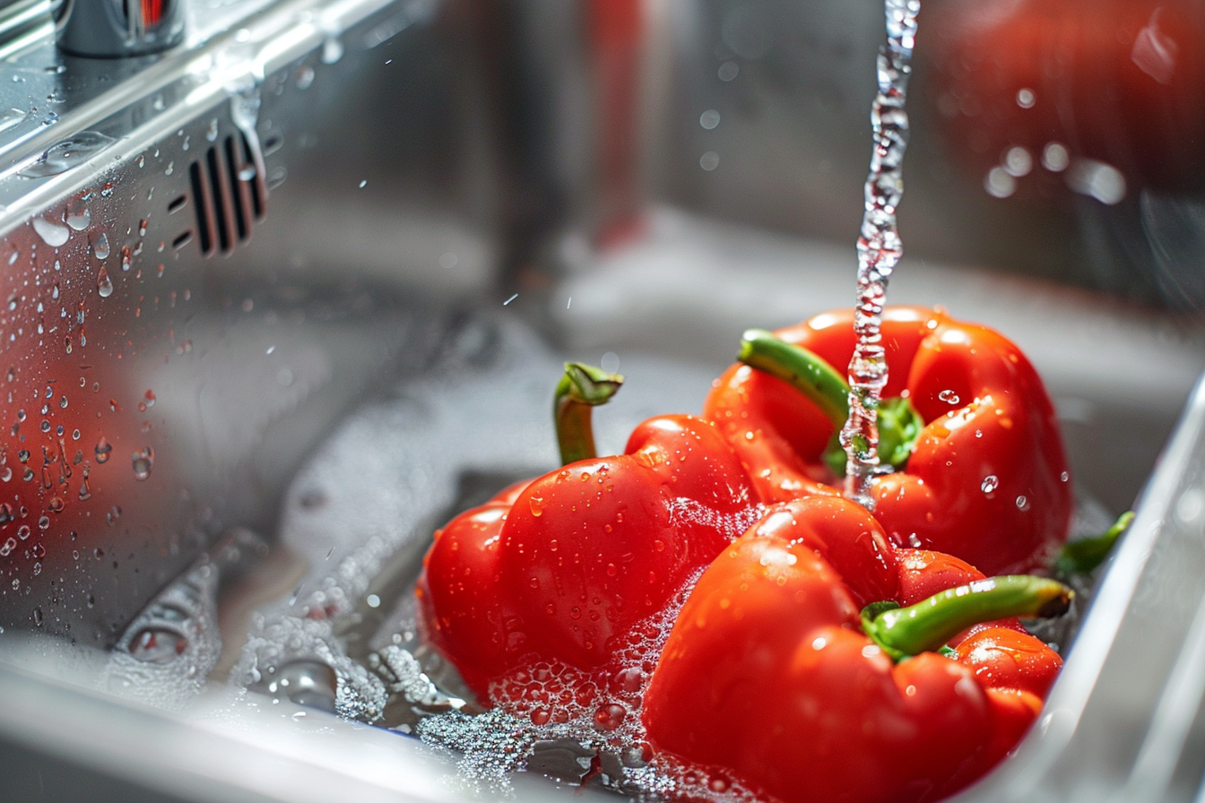 Image gratuite Poivron lavé dans évier moderne 2