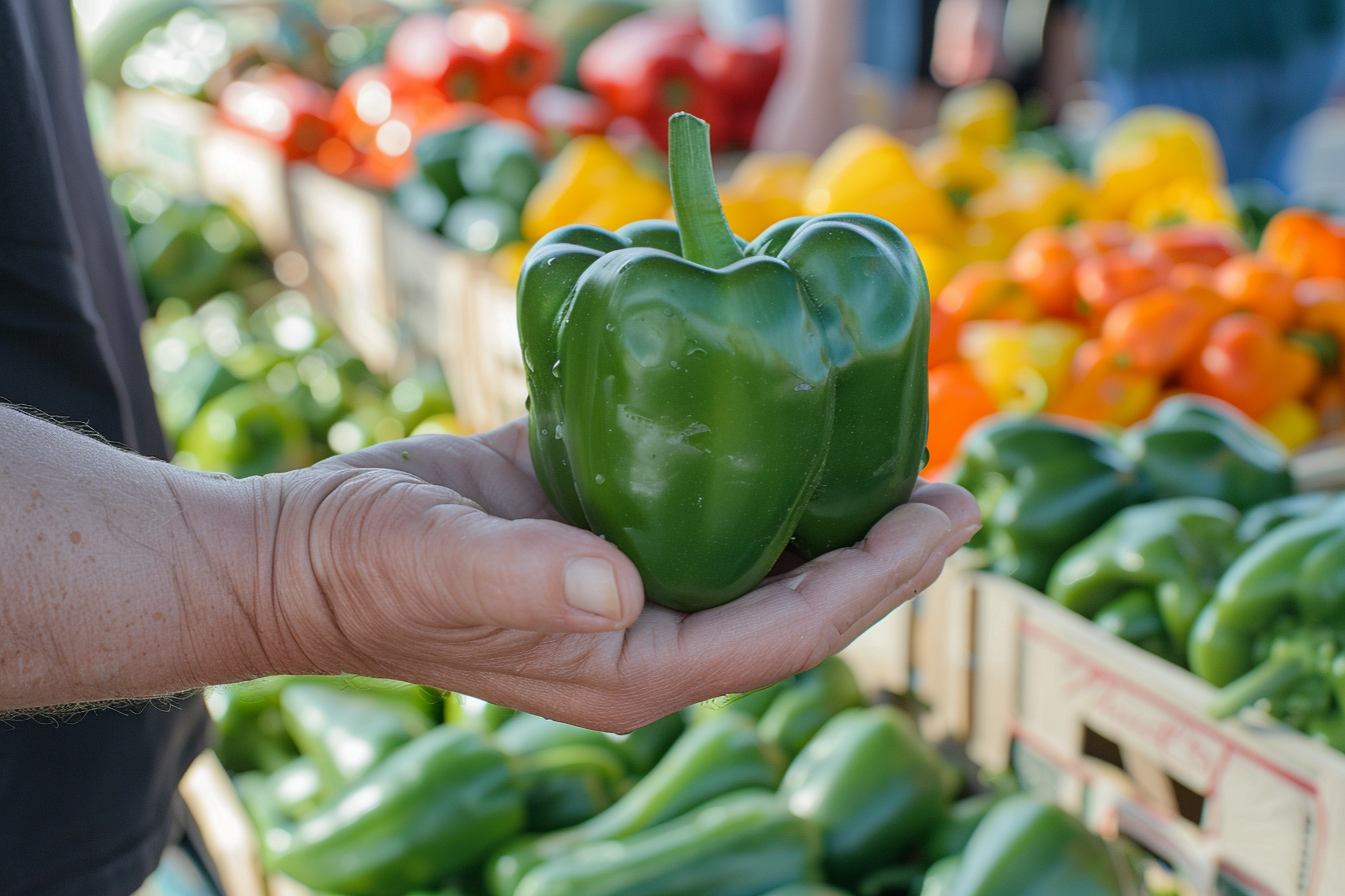 Image gratuite Poivron vert au marché fermier 1