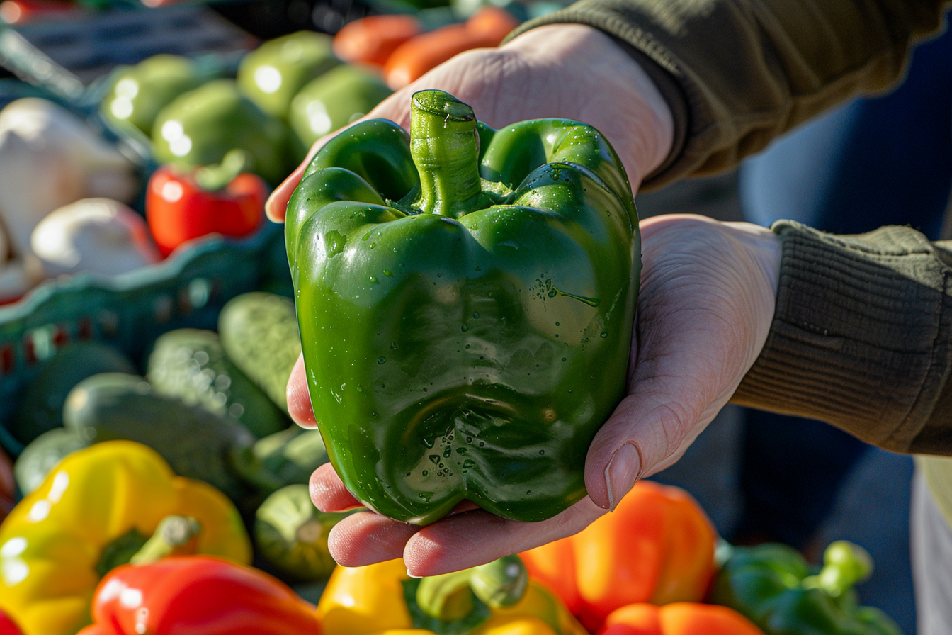 Image gratuite Poivron vert au marché fermier 2