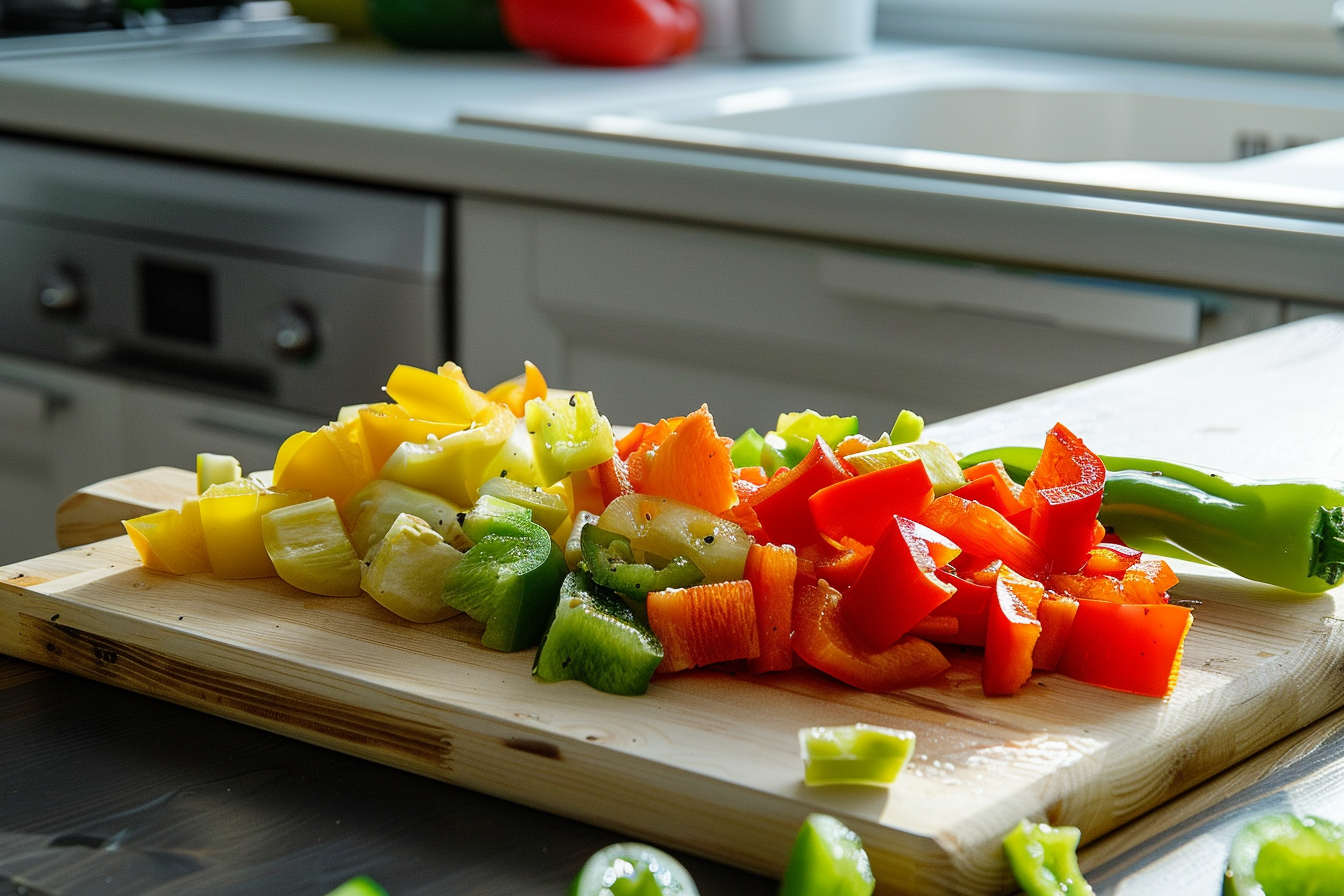 Image gratuite Poivrons coupés en cuisine moderne 1