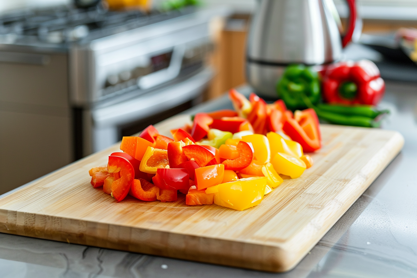 Image gratuite Poivrons coupés en cuisine moderne 2