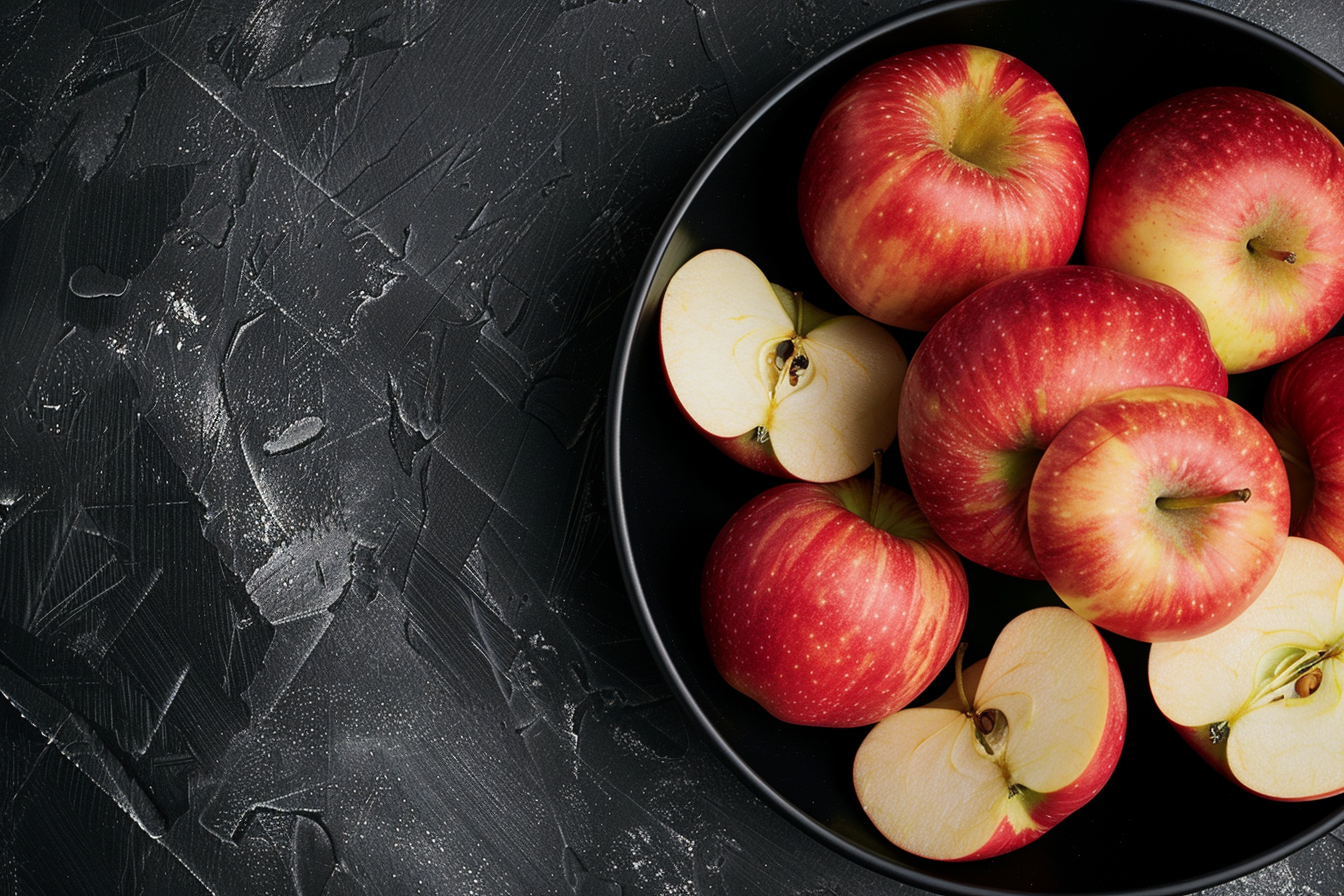 Image gratuite Pommes dans bol noir 2