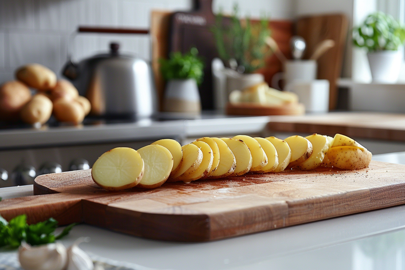 Image gratuite Pommes de terre tranchées en cuisine moderne 1