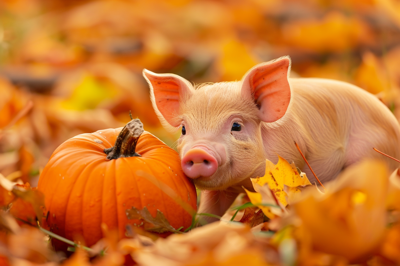 Image gratuite Porcelet explorant champ de citrouilles 7