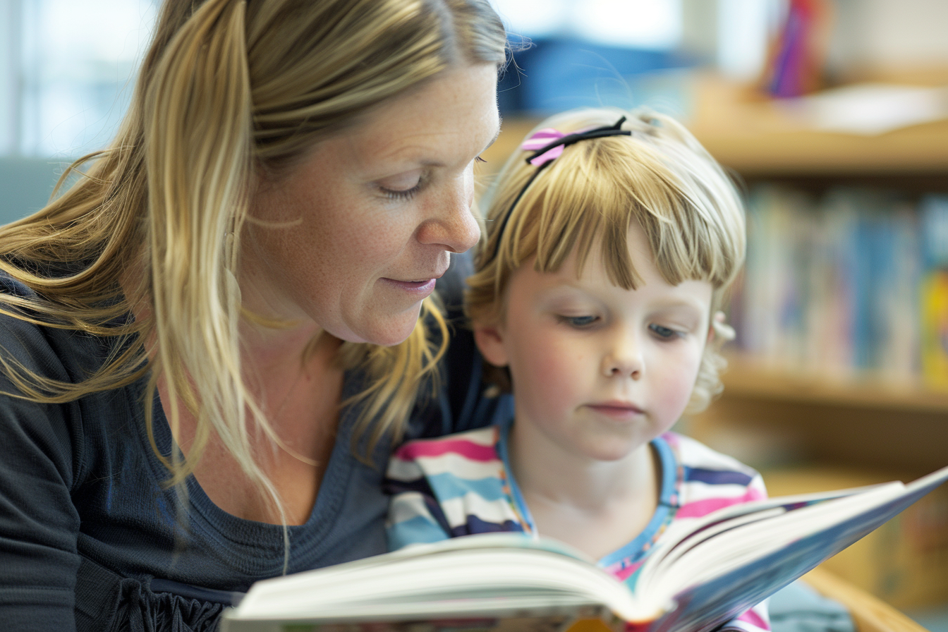 Image gratuite Portrait d&rsquo;une aide-soignante lisant à un enfant 1