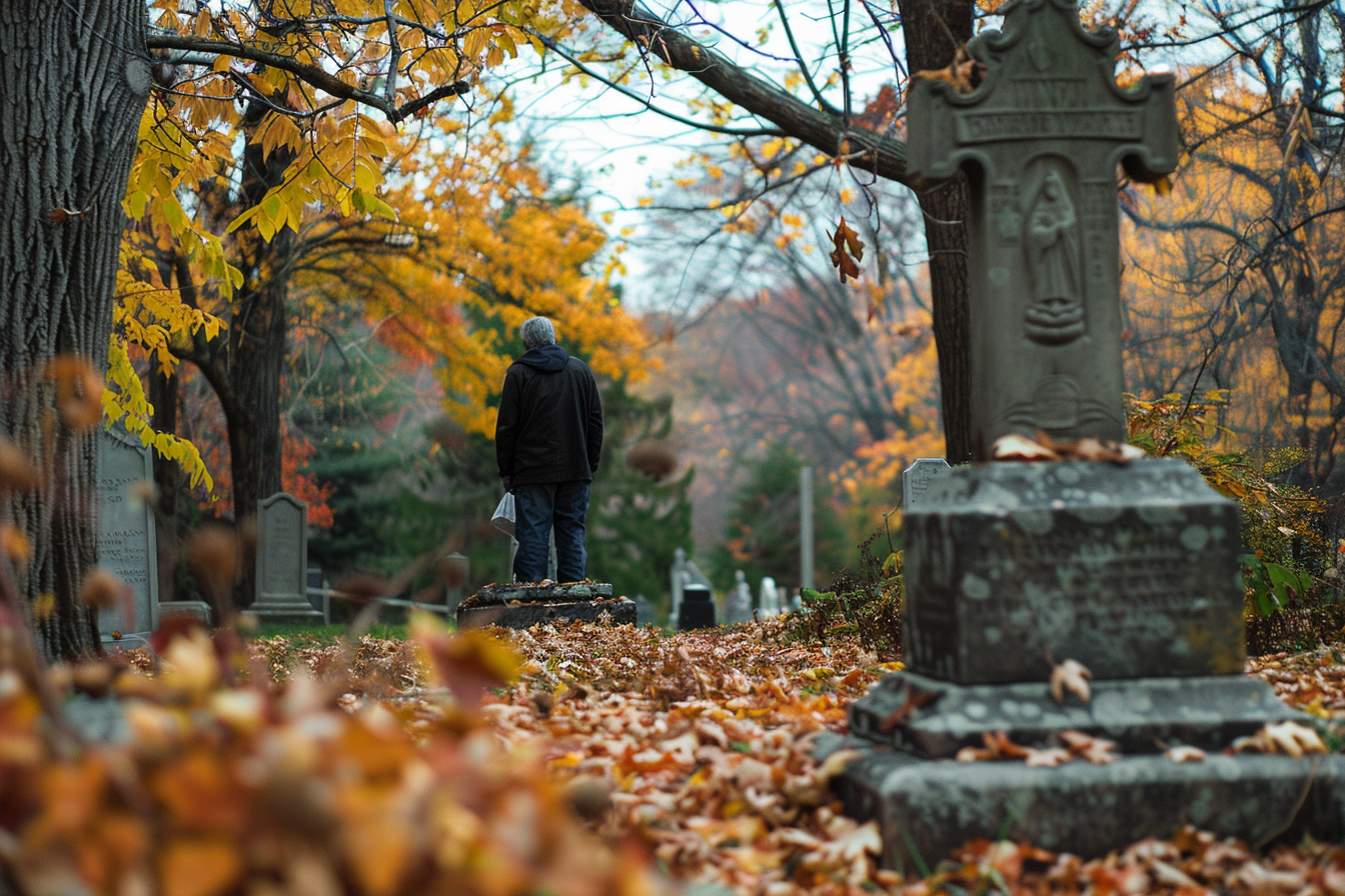 Image gratuite Portrait près d&rsquo;une pierre tombale 1