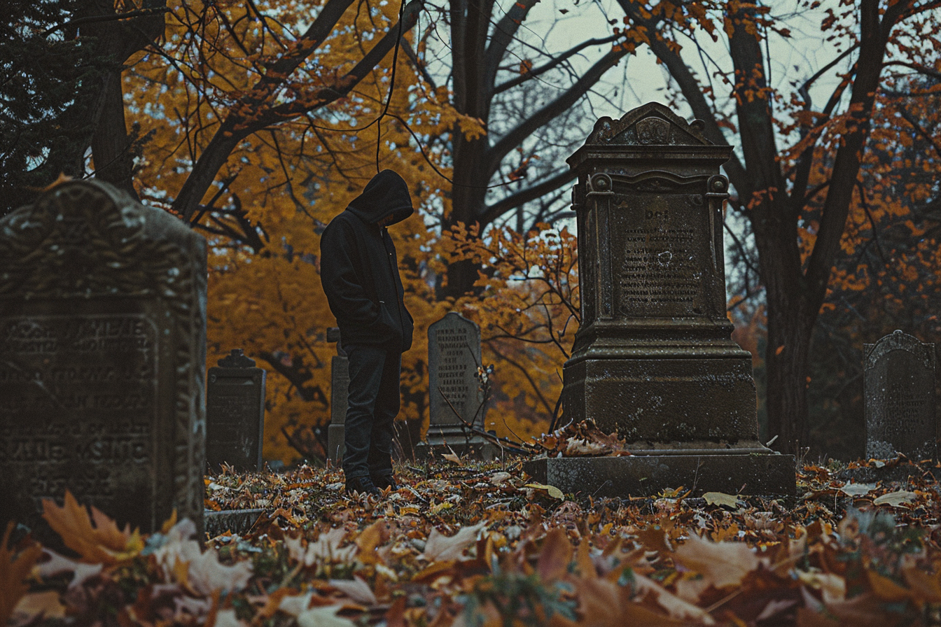 Image gratuite Portrait près d&rsquo;une pierre tombale 2