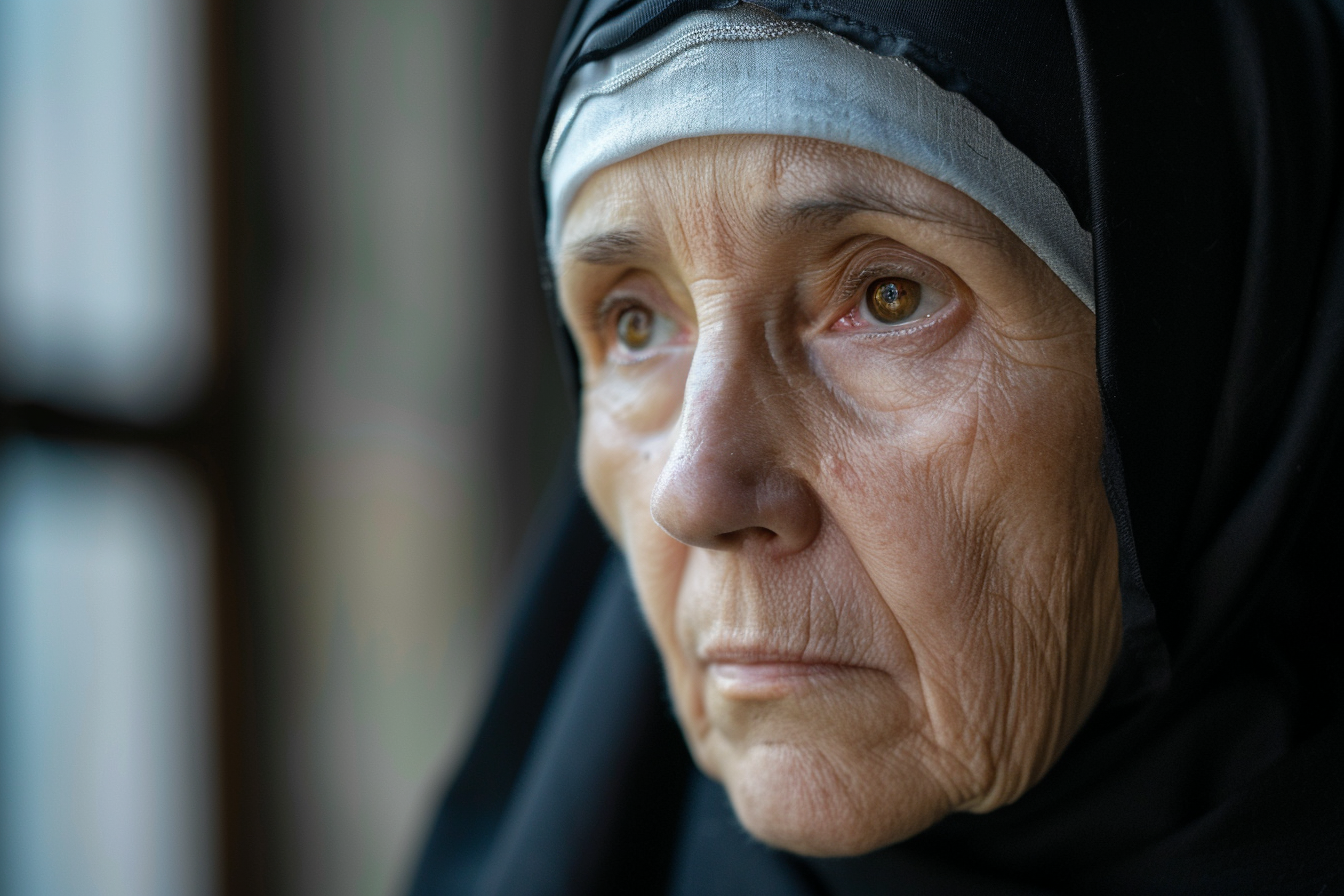 Image gratuite Portrait religieuse âgée, cheveux gris, yeux marrons, monastère 1