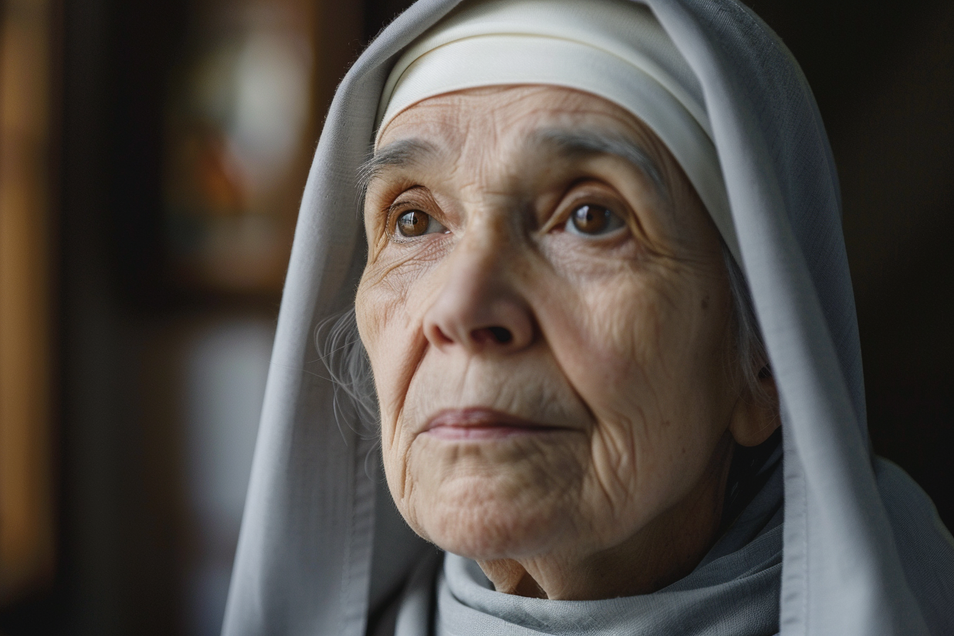 Image gratuite Portrait religieuse âgée, cheveux gris, yeux marrons, monastère 2