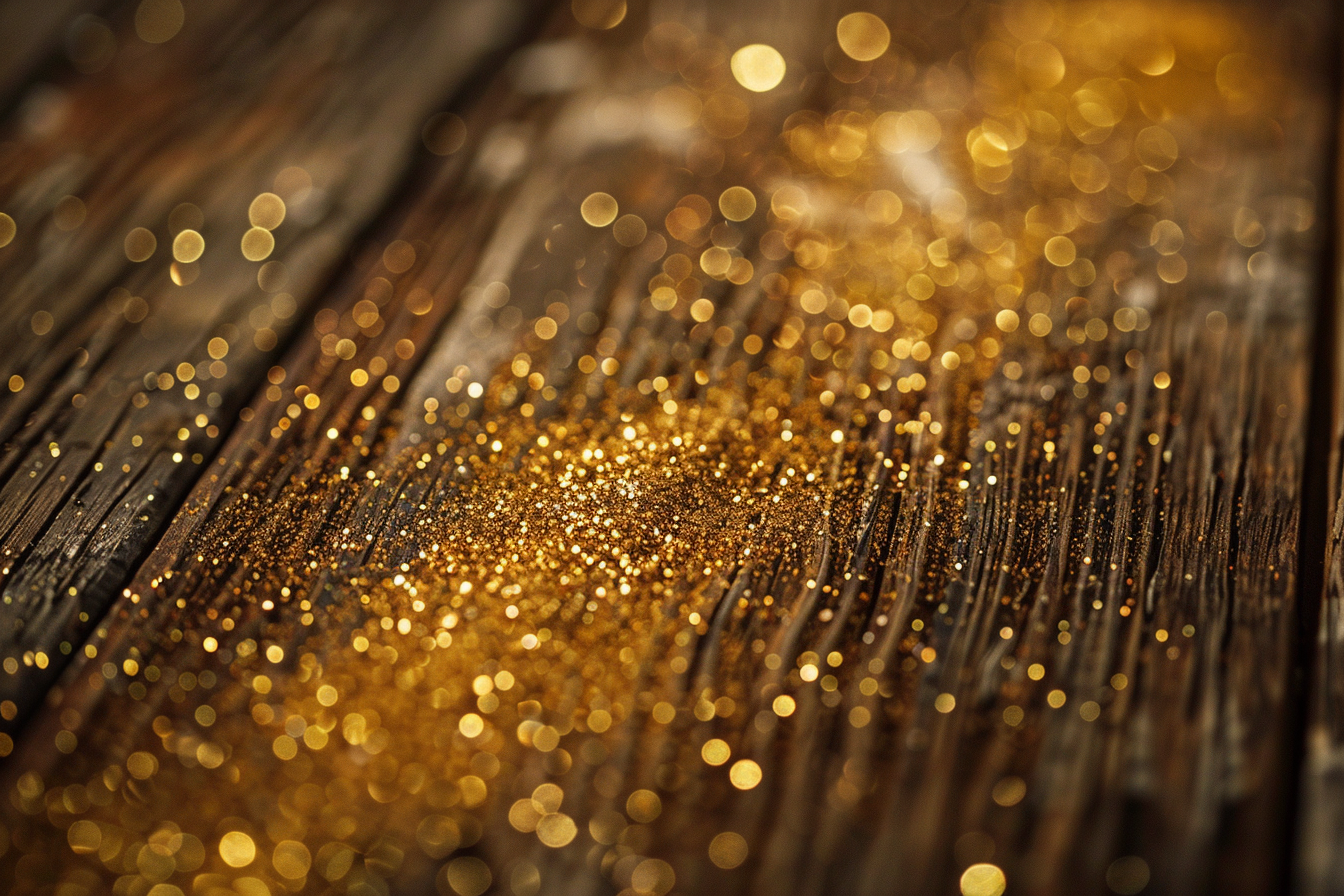 Image gratuite Poudre d&rsquo;or sur table en bois 4