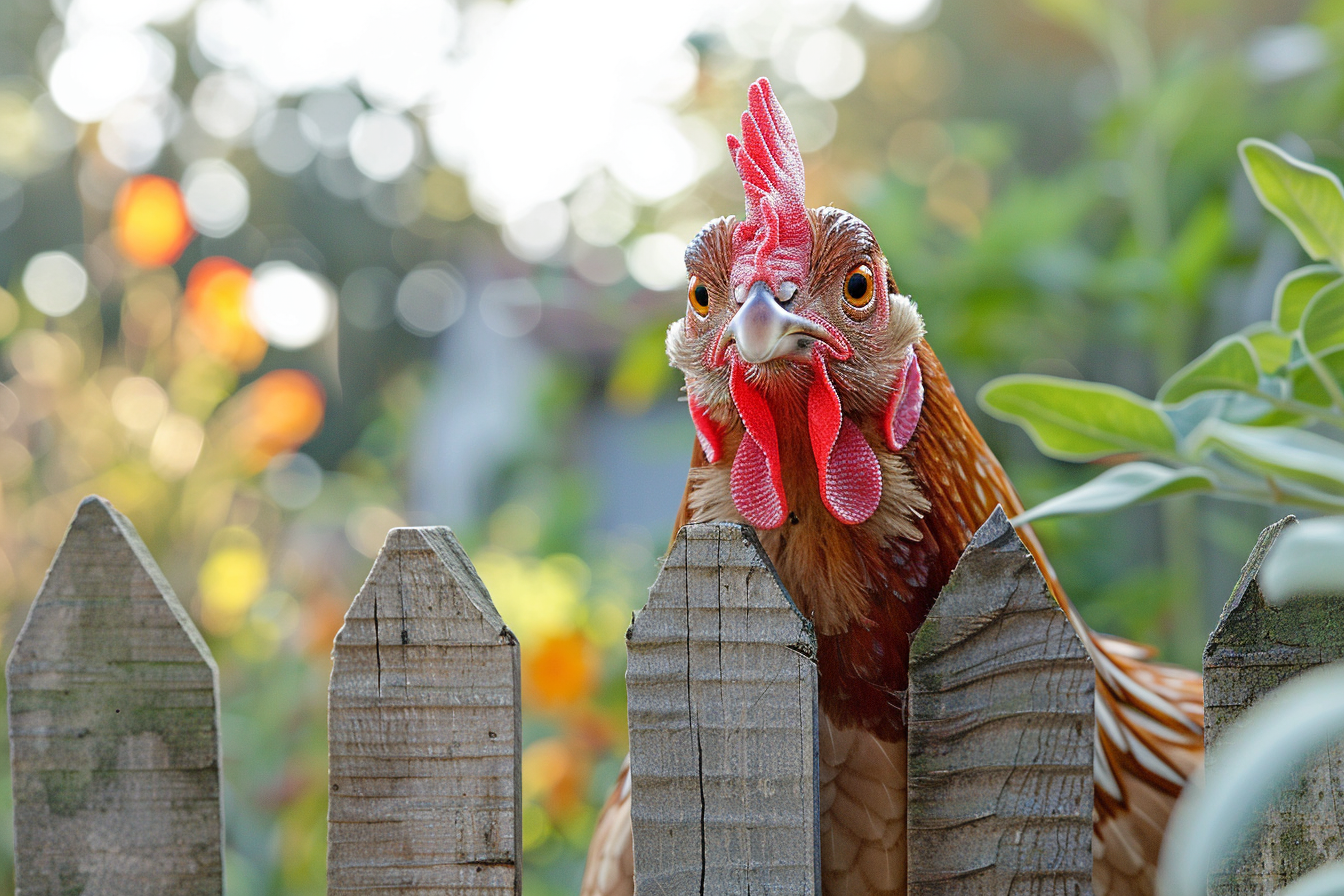 Image gratuite Poule curieuse sur clôture 3
