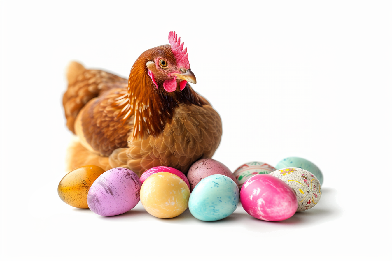 Image gratuite Poule, œufs, fond blanc 2