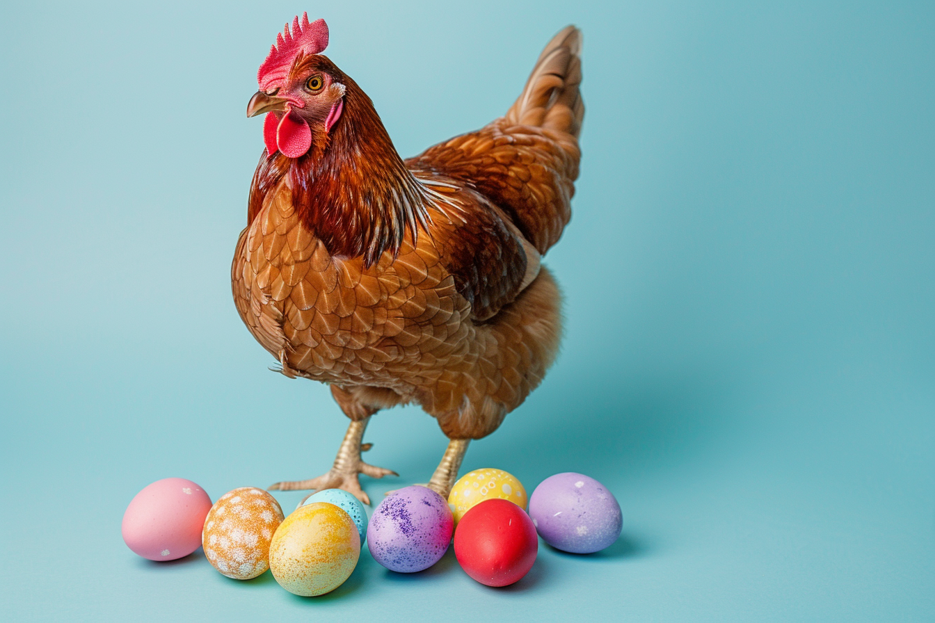 Image gratuite Poule, œufs, fond bleu clair 4