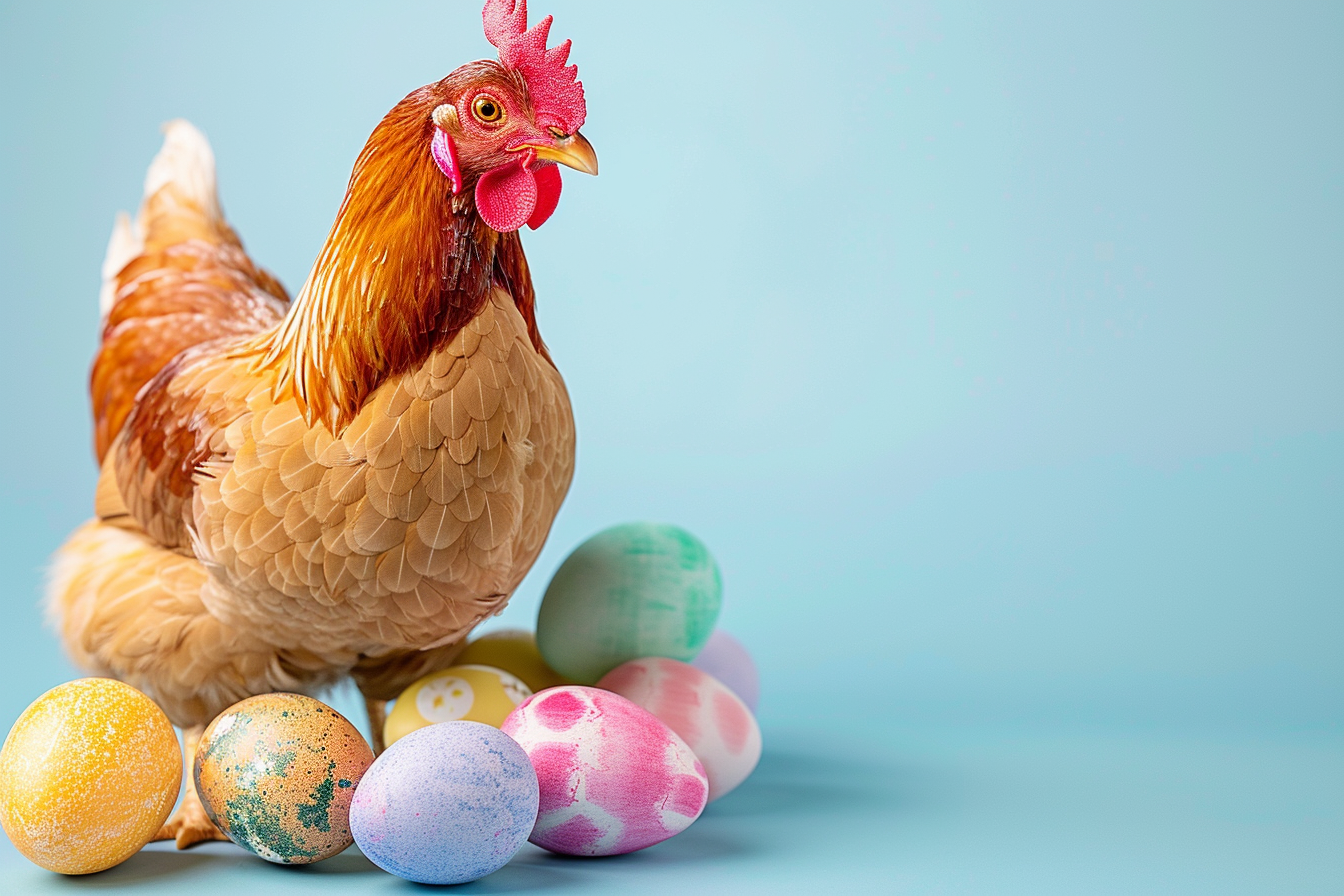 Image gratuite Poule, œufs, fond bleu clair 6