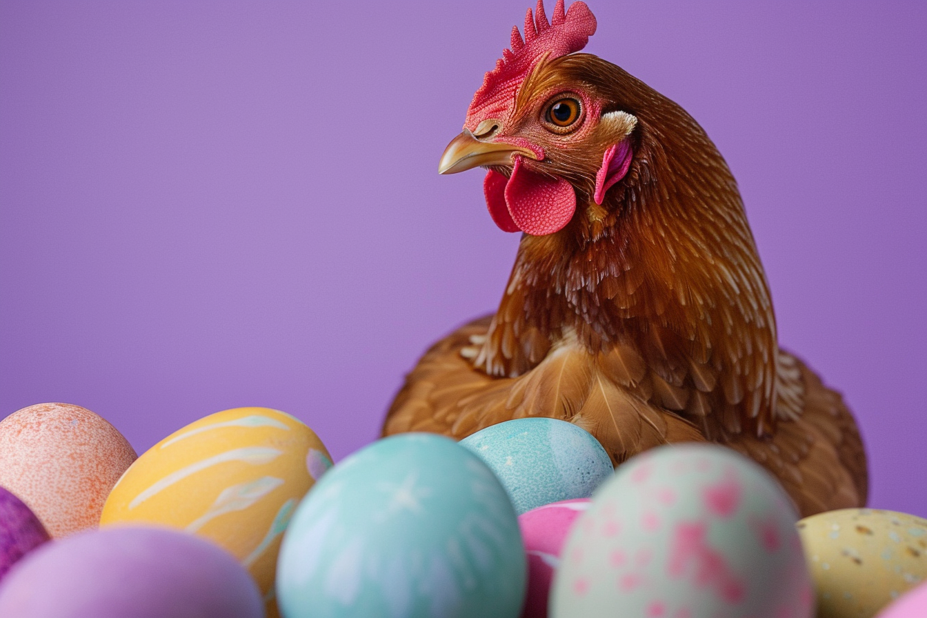 Image gratuite Poule, œufs, fond violet 6