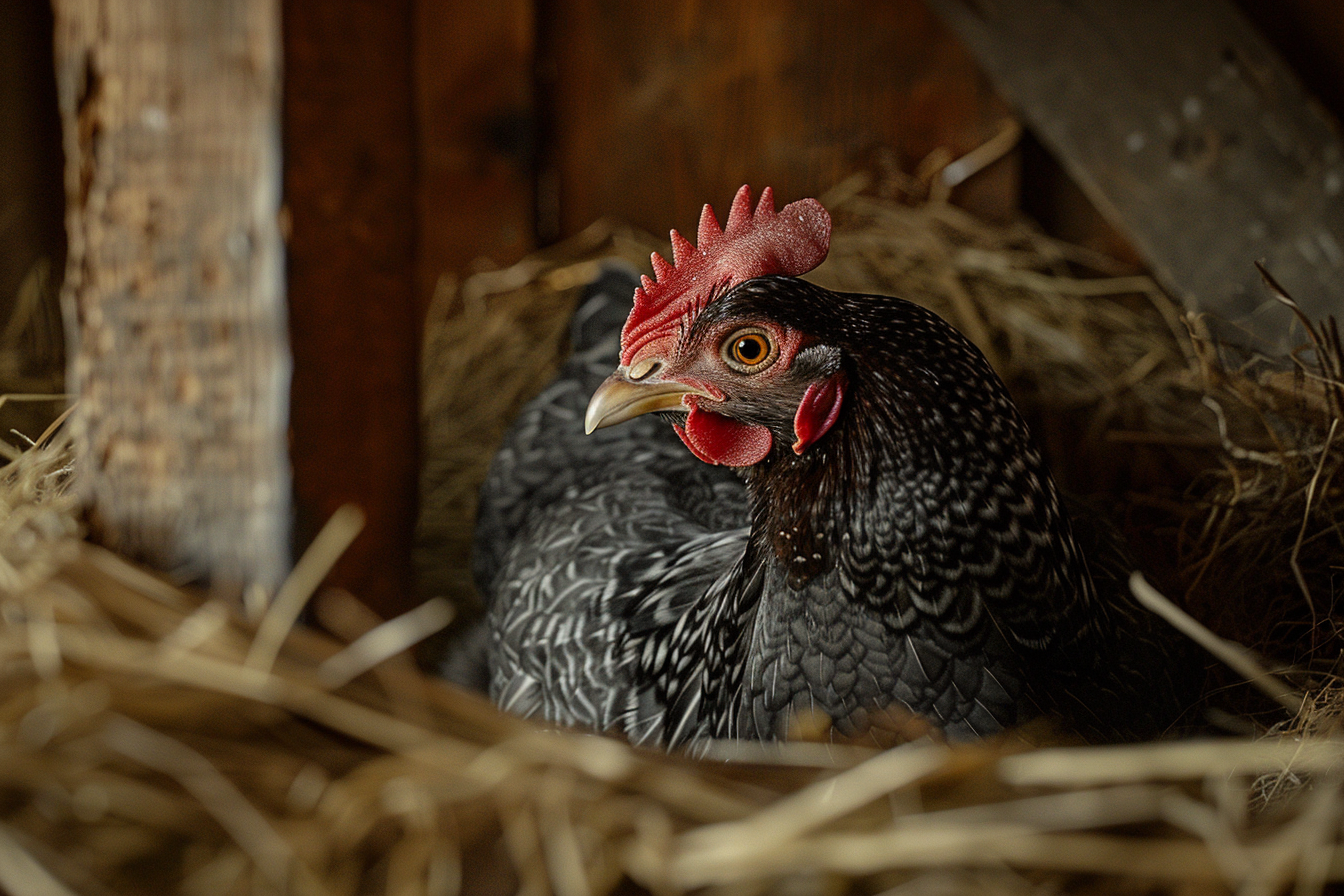 Image gratuite Poule perchée dans grange confortable 2