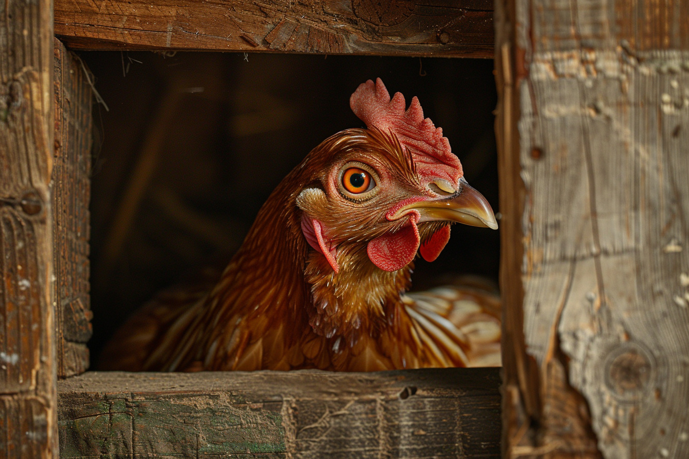 Image gratuite Poule perchée dans grange confortable 3