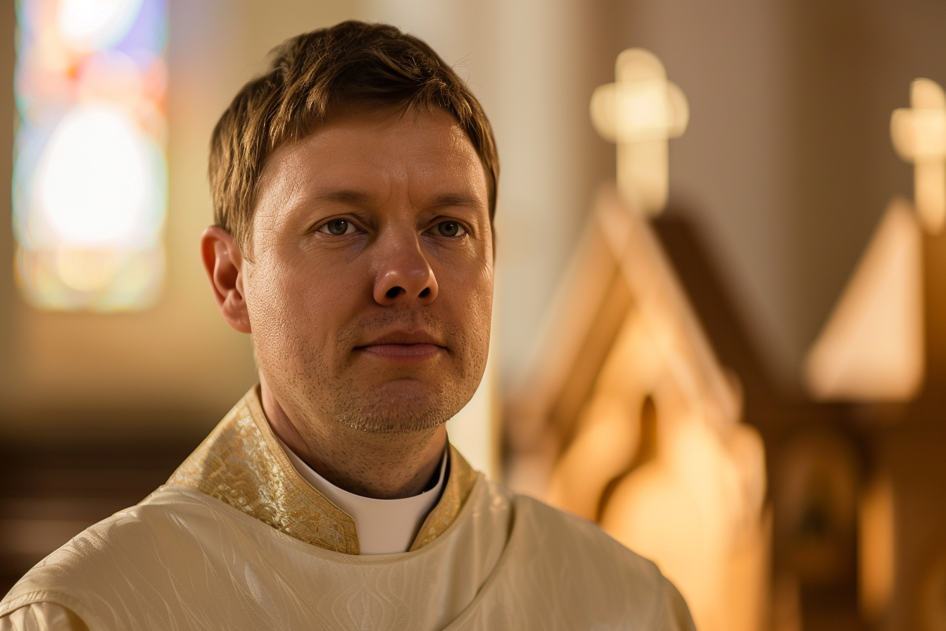 Image gratuite Prêtre adulte, cheveux bruns, yeux marrons, chapelle 1