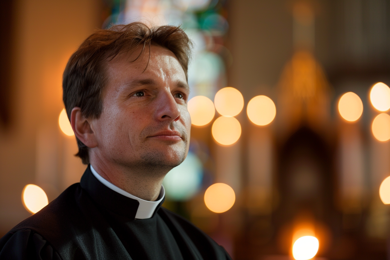 Image gratuite Prêtre adulte, cheveux bruns, yeux marrons, chapelle 3