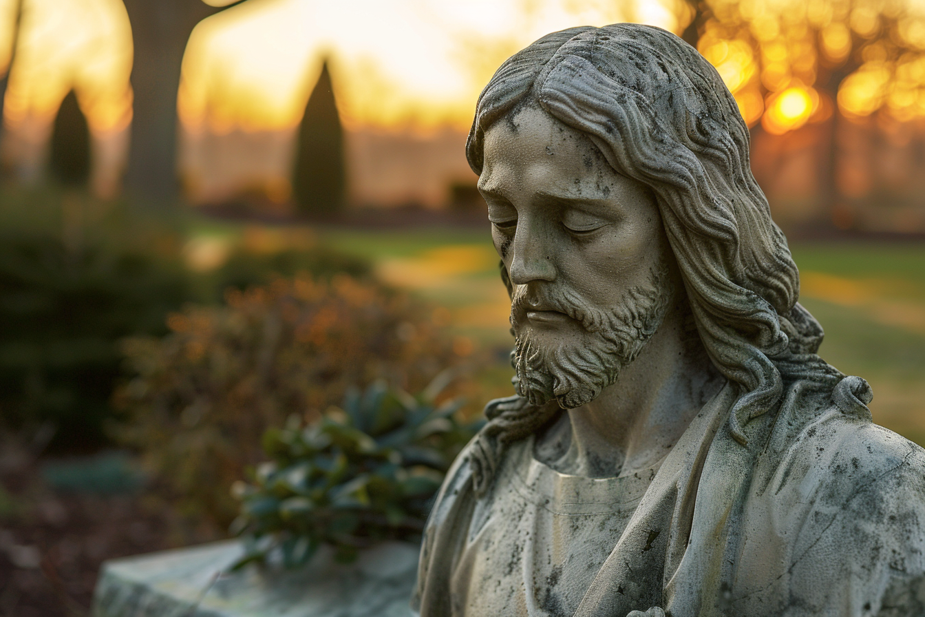 Image gratuite Prise de vue sereine sculpture Jésus, jardin 2