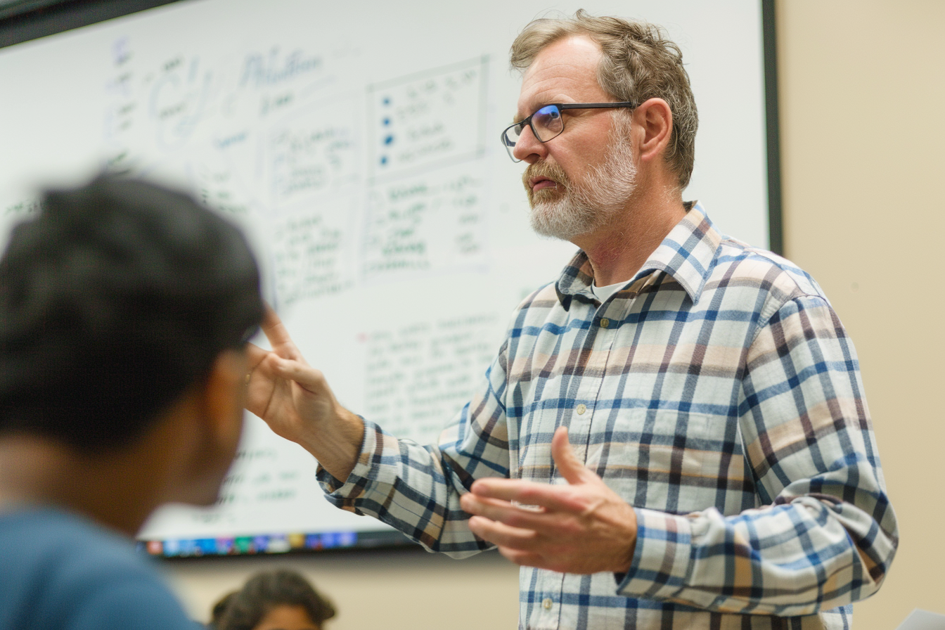 Image gratuite Professeur expliquant équations 2