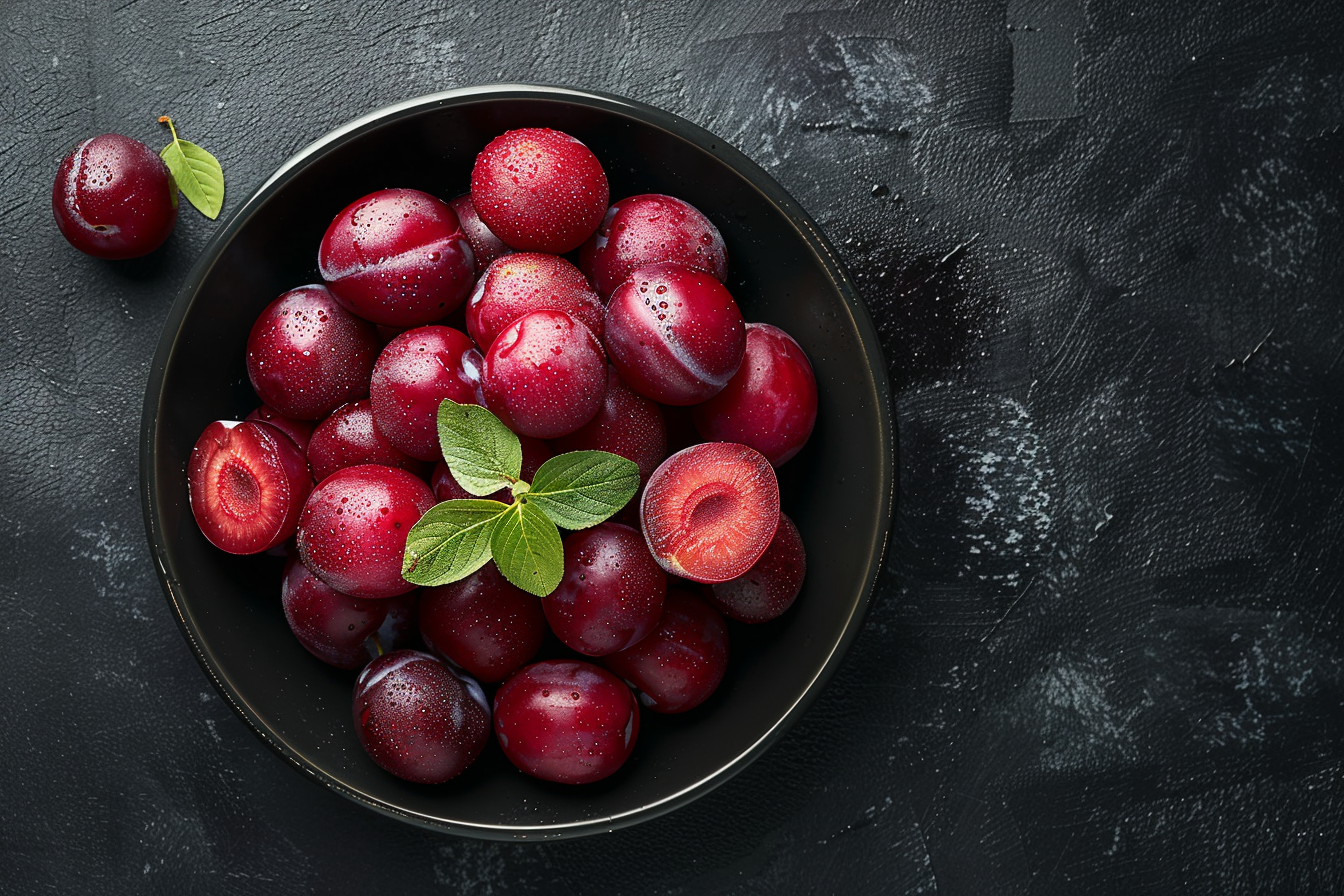 Image gratuite Prunes dans bol noir 1