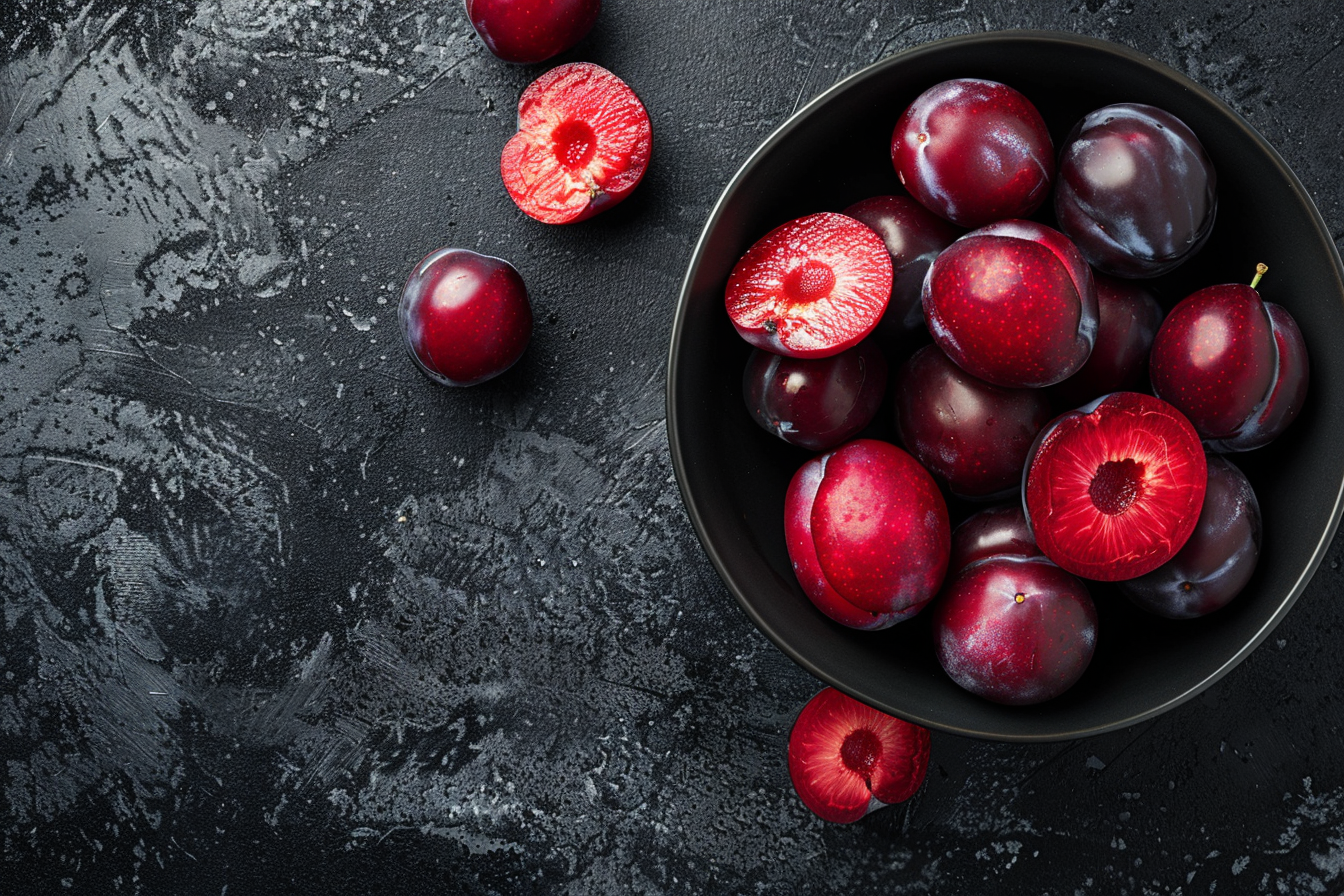 Image gratuite Prunes dans bol noir 2