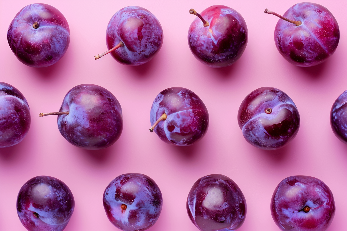 Image gratuite Prunes sur fond pastel 3