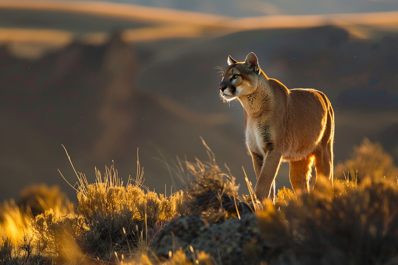 Image gratuite Puma dans coucher de soleil 1