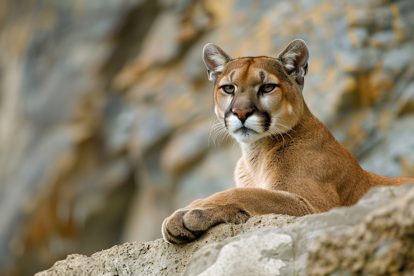 Image gratuite Puma perché sur rebord rocheux 1