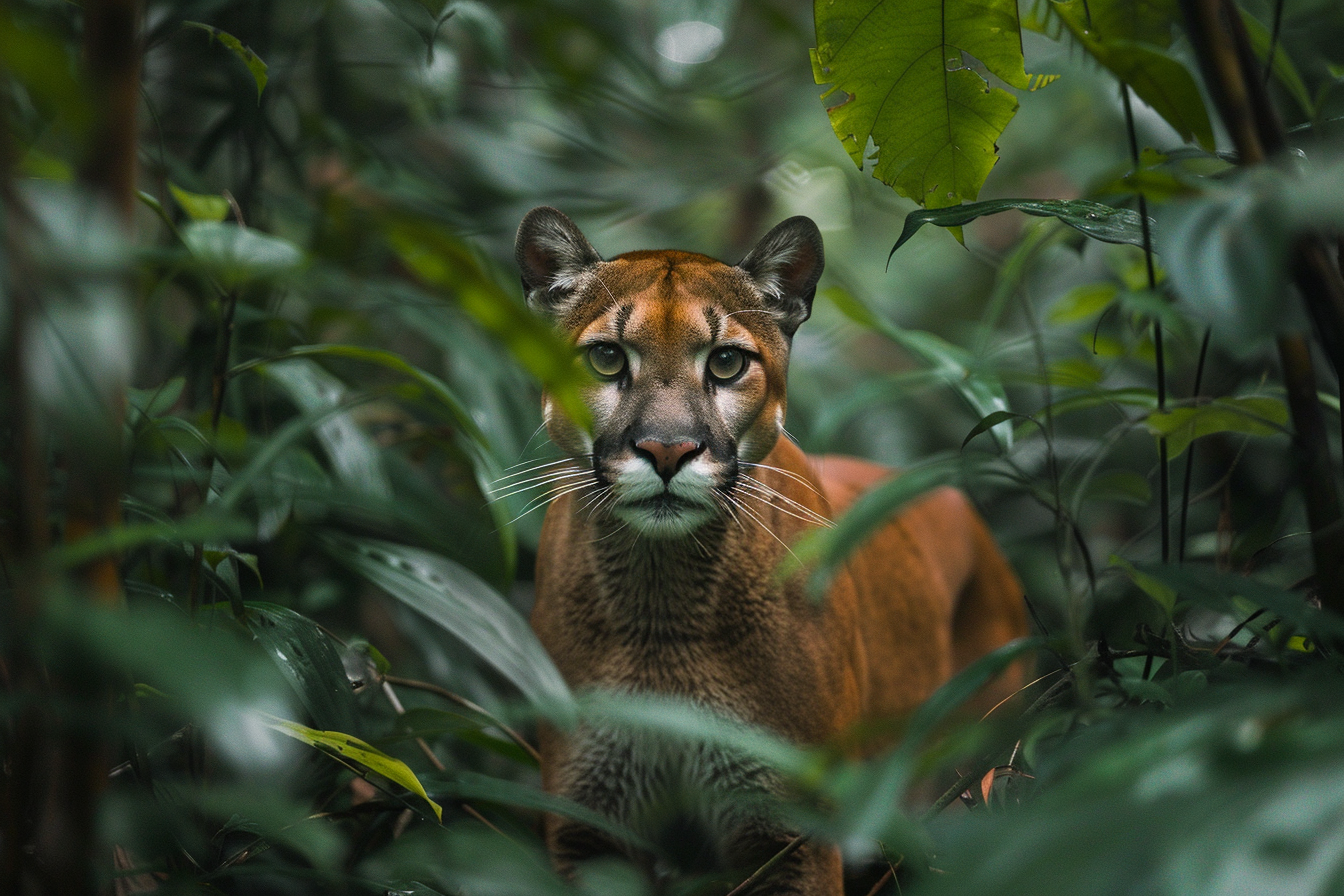 Image gratuite Puma rôdant dans forêt tropicale 1