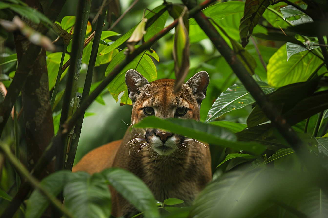 Image gratuite Puma rôdant dans forêt tropicale 2