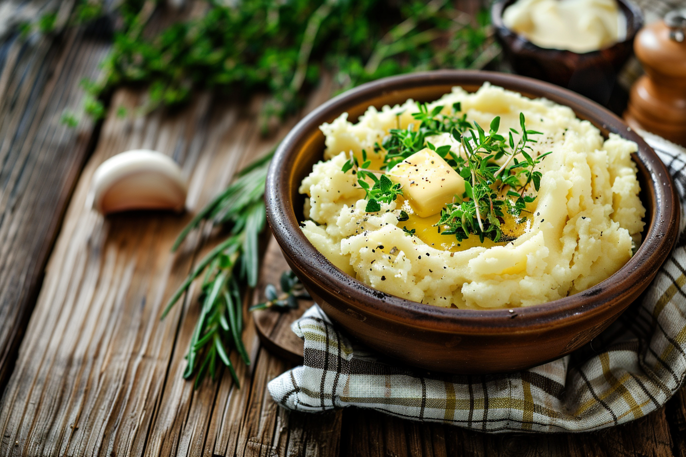 Image gratuite Purée de pommes de terre sur table en bois 3