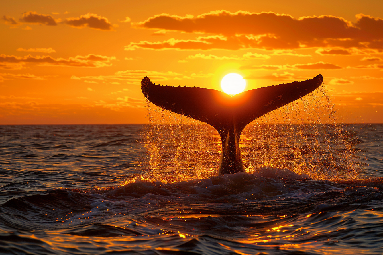 Image gratuite Queue de baleine au coucher du soleil 1
