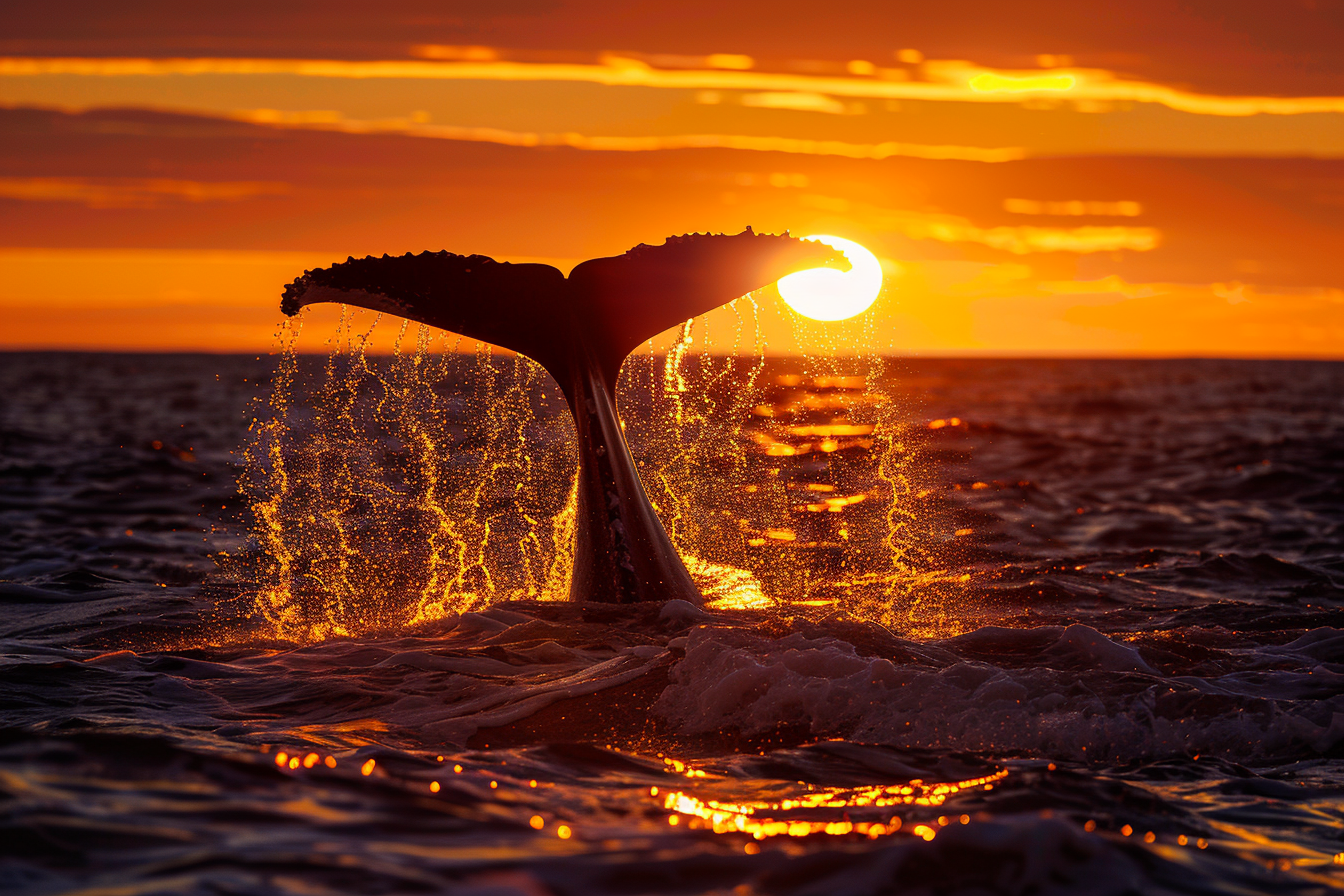 Image gratuite Queue de baleine au coucher du soleil 2