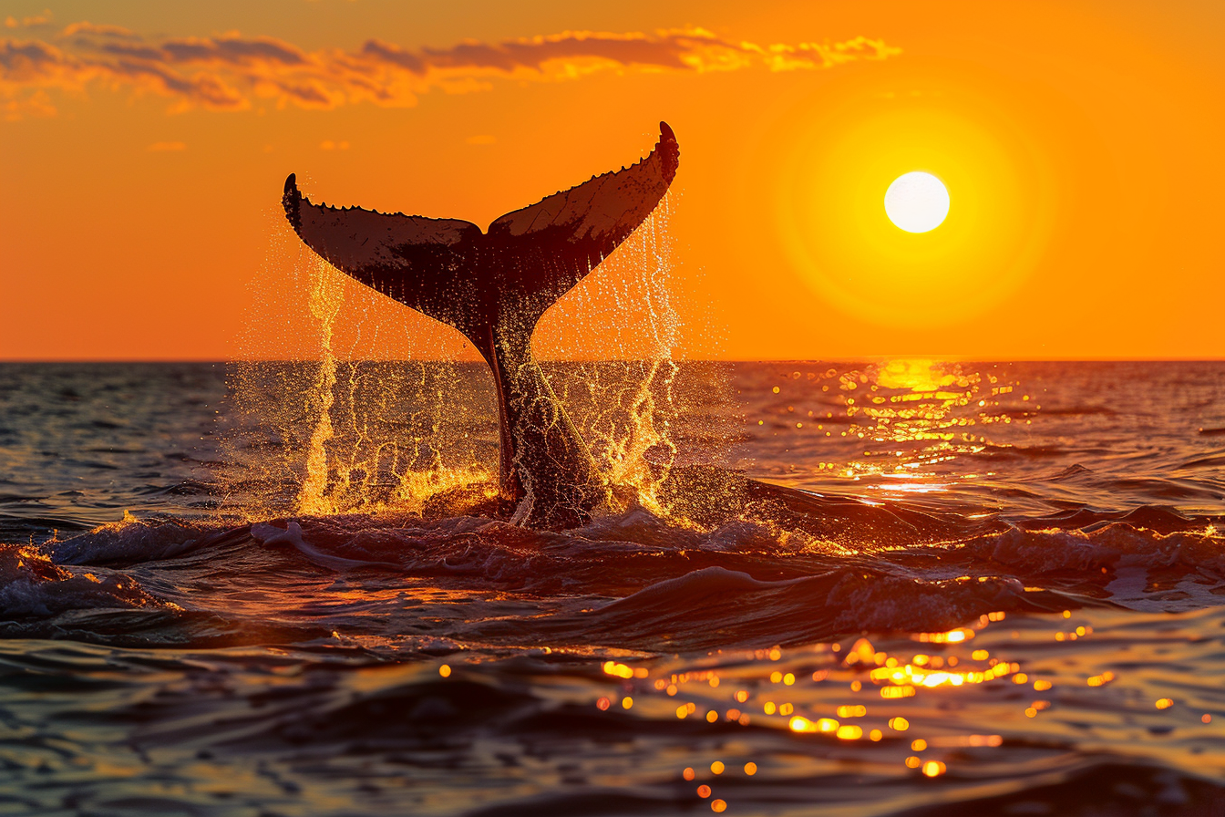 Image gratuite Queue de baleine au coucher du soleil 3