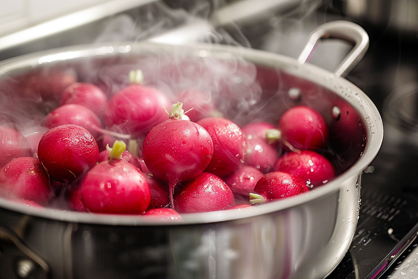 Image gratuite Radis bouillant sur plaque moderne 1