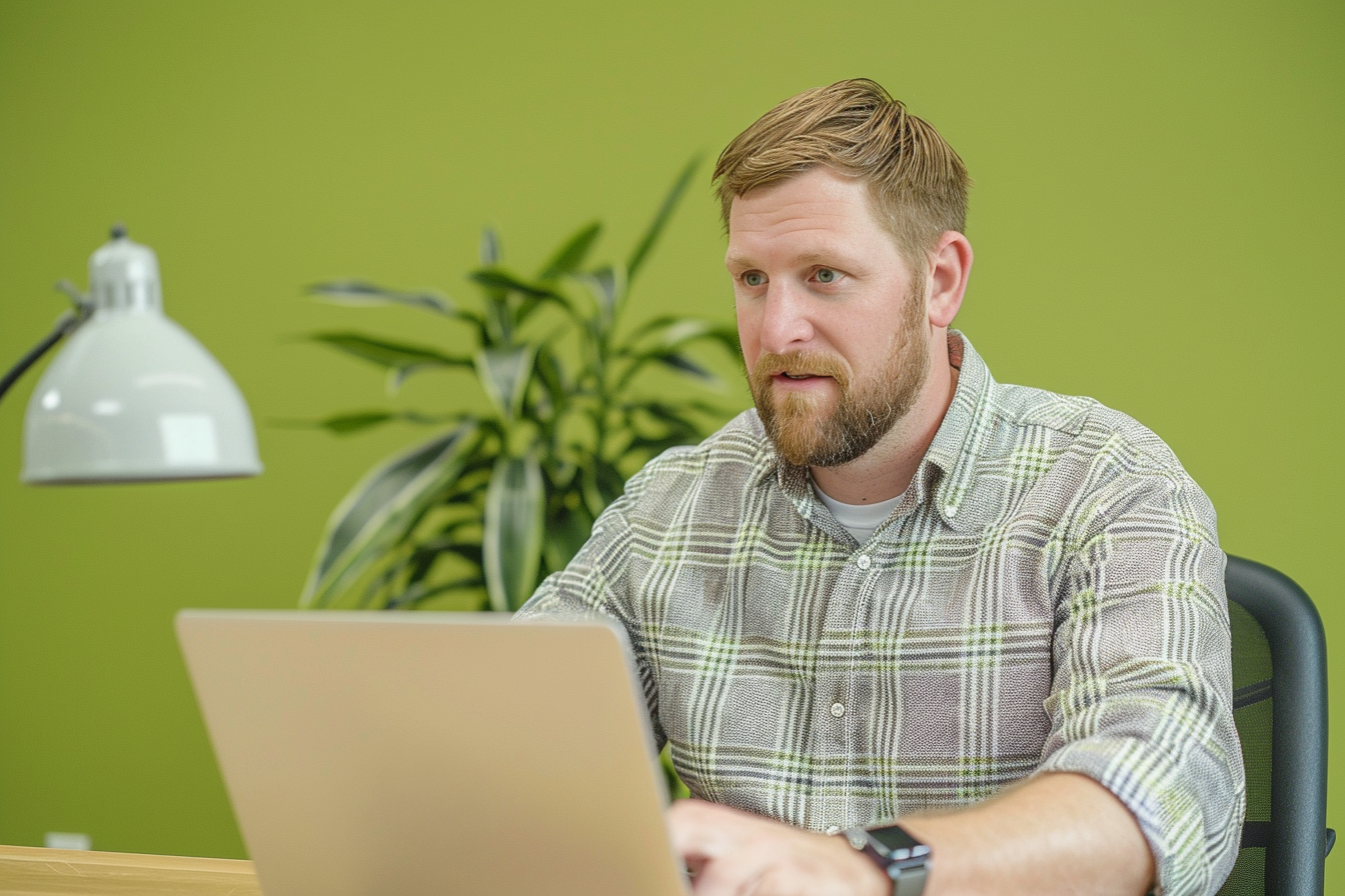 Image gratuite Recruteur à un bureau avec laptop 1